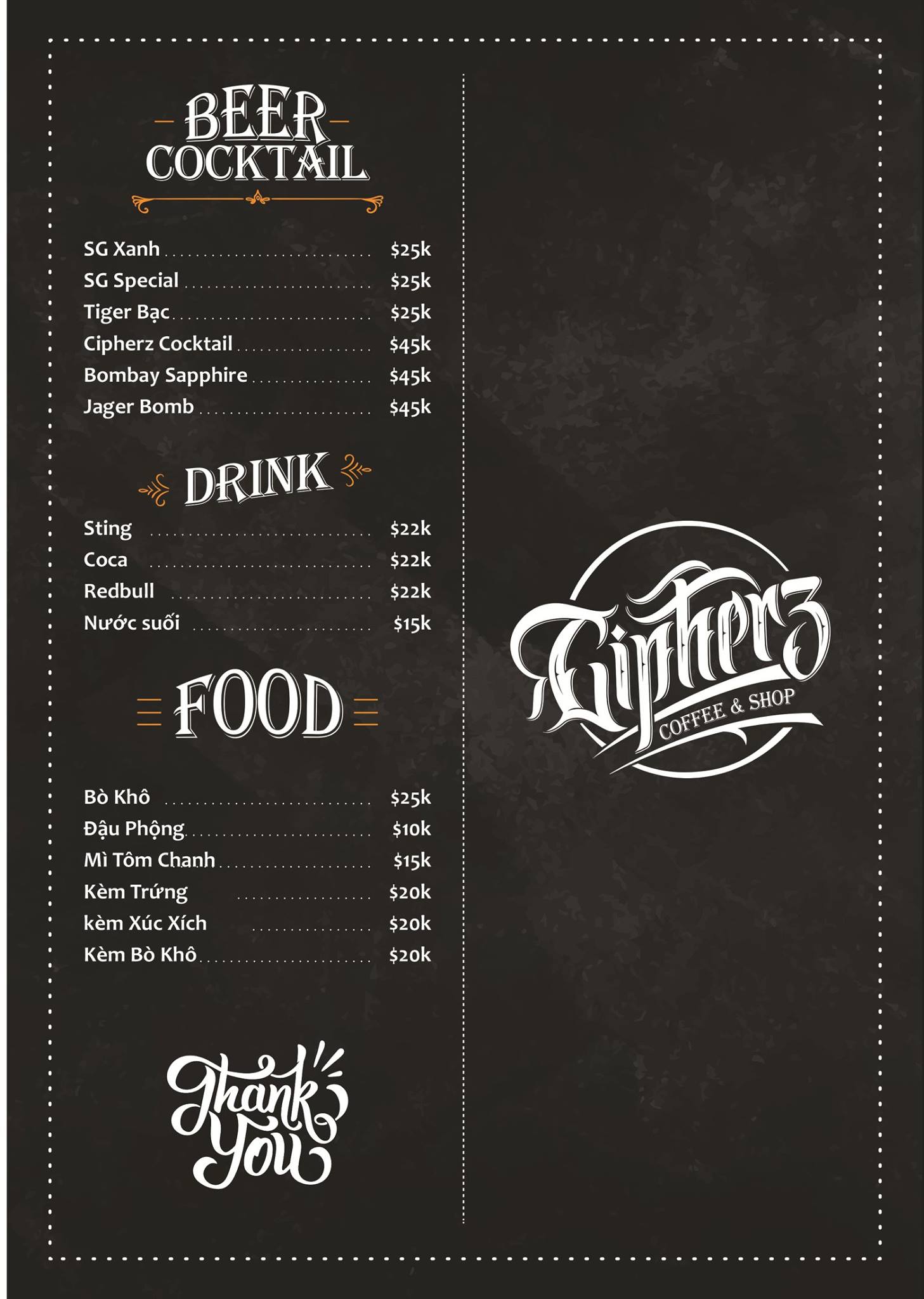 Cipherz - #Cipherz vừa cập nhật Menu mới đây anh em . Bổ... | Facebook