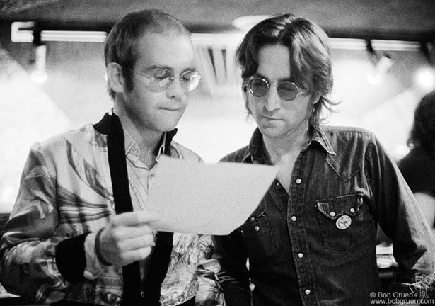 Elton John and John Lennon at The Record Plant, NYC, 1974.