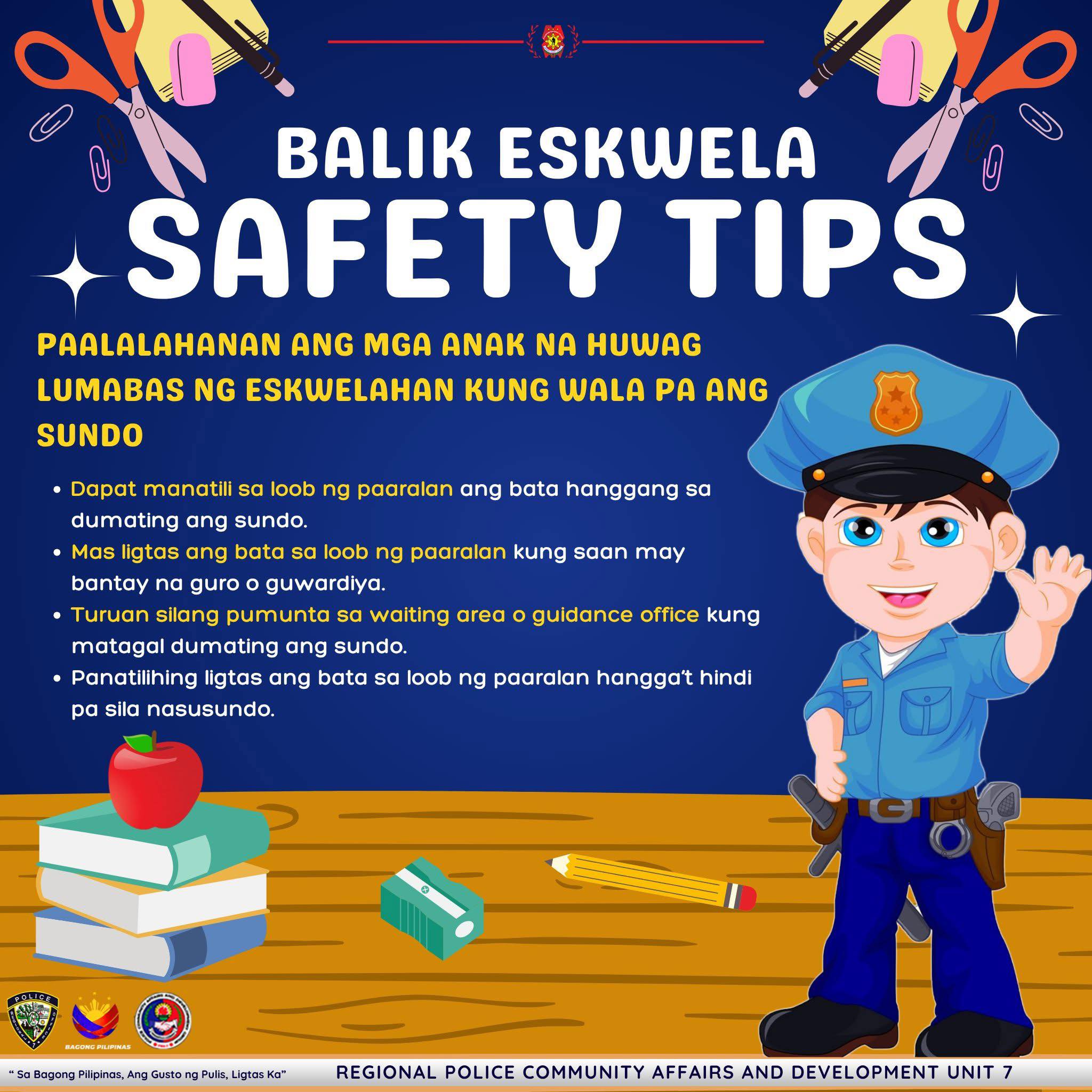 PCADG - BALIK ESKWELA SAFETY TIPS #PNPSwiftResponse #FastActionForce # ...