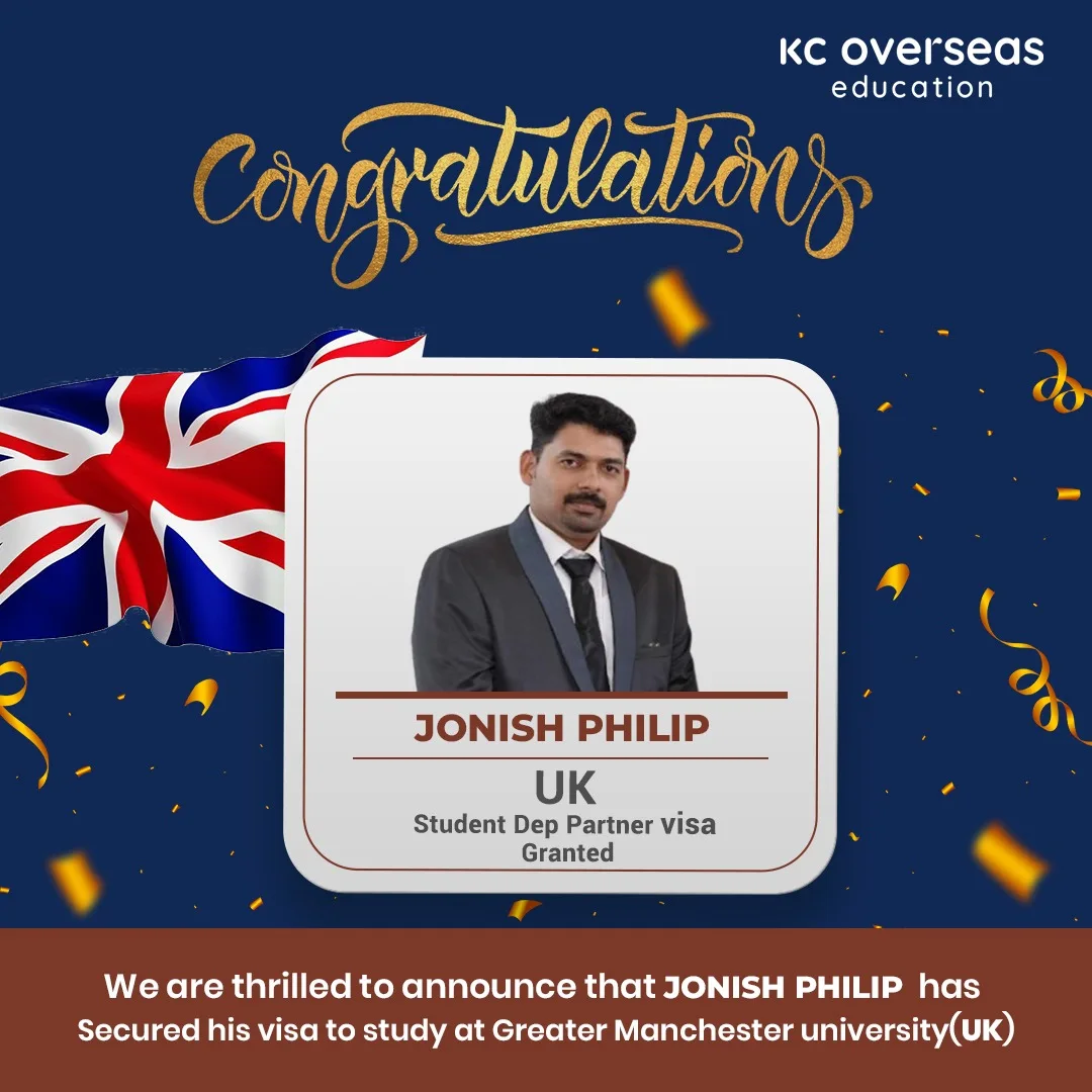 KC - Congratulations to Jonish Philip on securing his UK Student Dep ...