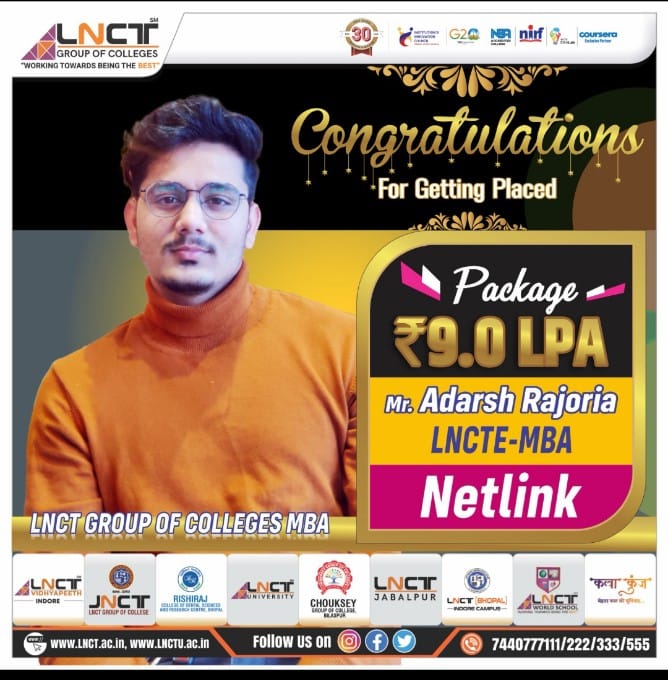 LNCT MBA 23-24 - Congratulations 🎉👏 Mr Adarsh Rajoriya...