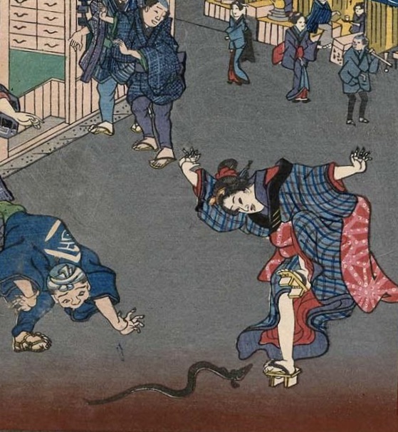 横濱商館ニ拂蘭西人金魚ヲ翫フ圖) translates to 