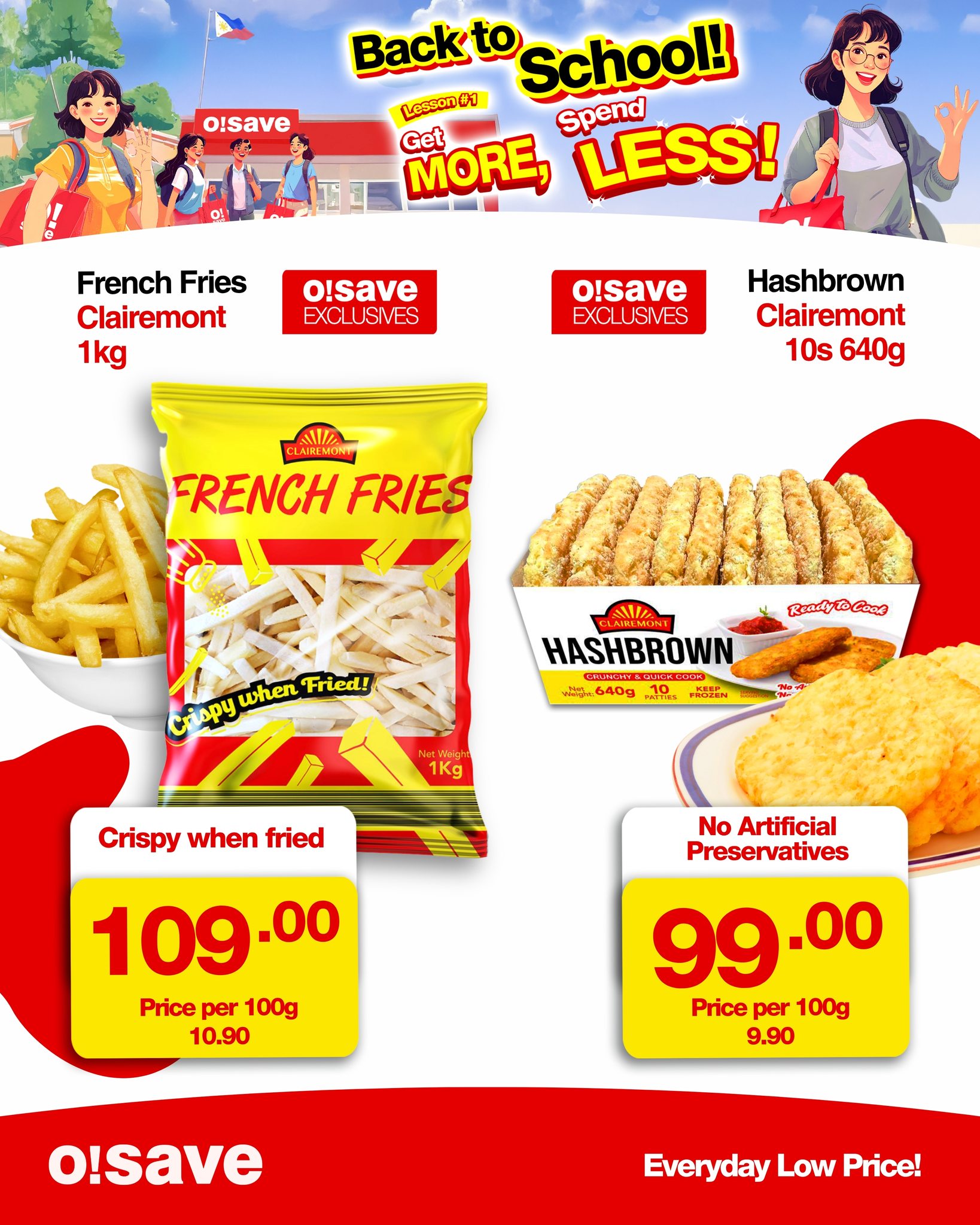 OSave - Clairemont French Fries 1kg – ₱109.00 Clairemont Hashbrown 10s ...