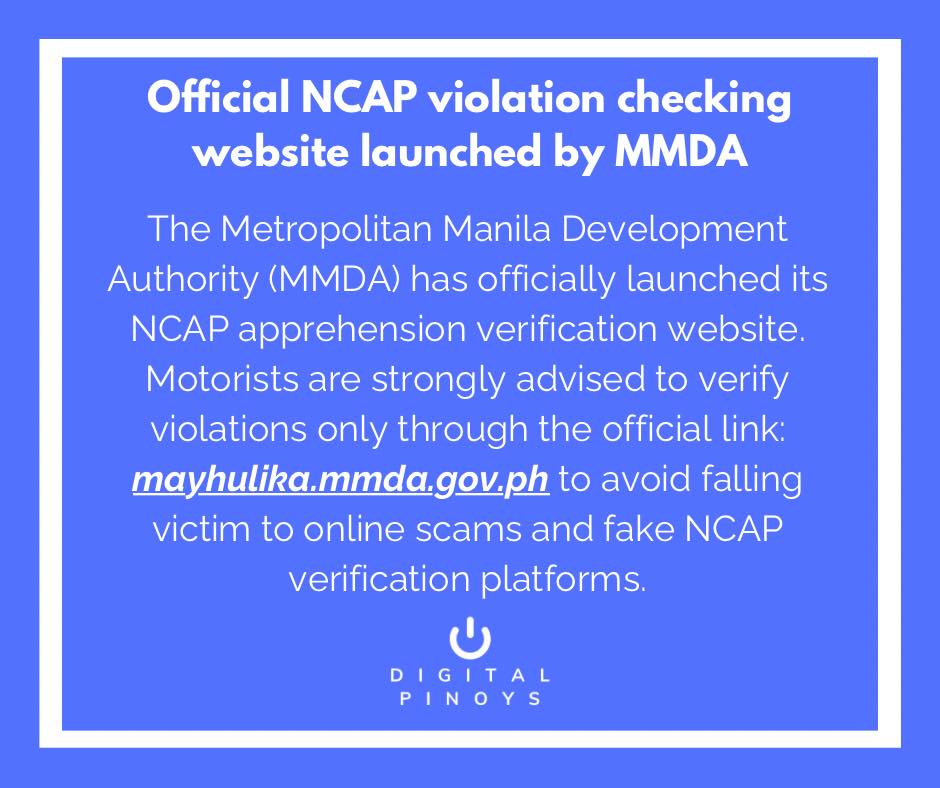 Digital - 🚨 MMDA launches official NCAP violation checker! Avoid scams ...