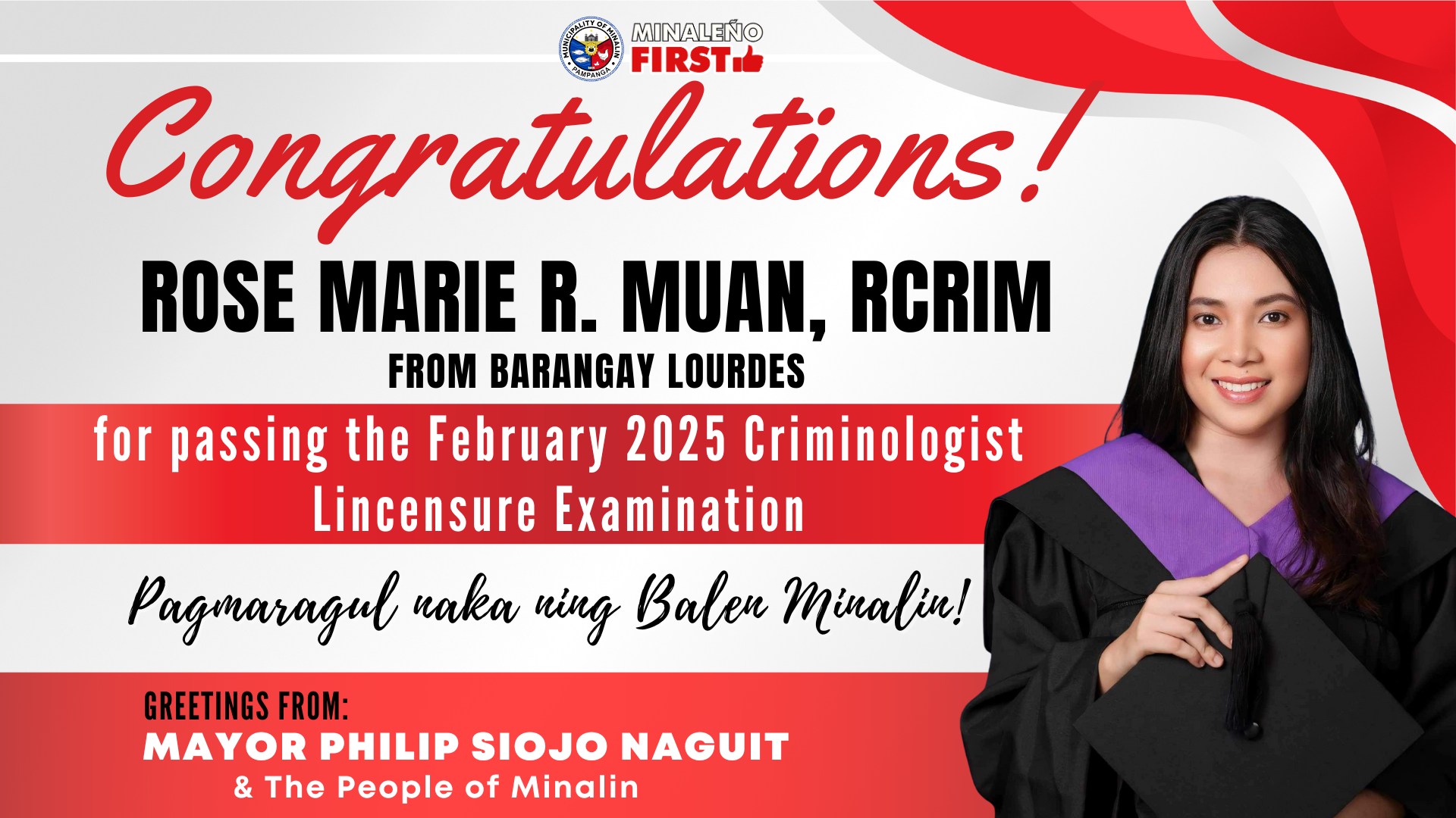 Mayor - Congratulations to our NEW Criminologist! ROSE MARIE R. MUAN of ...