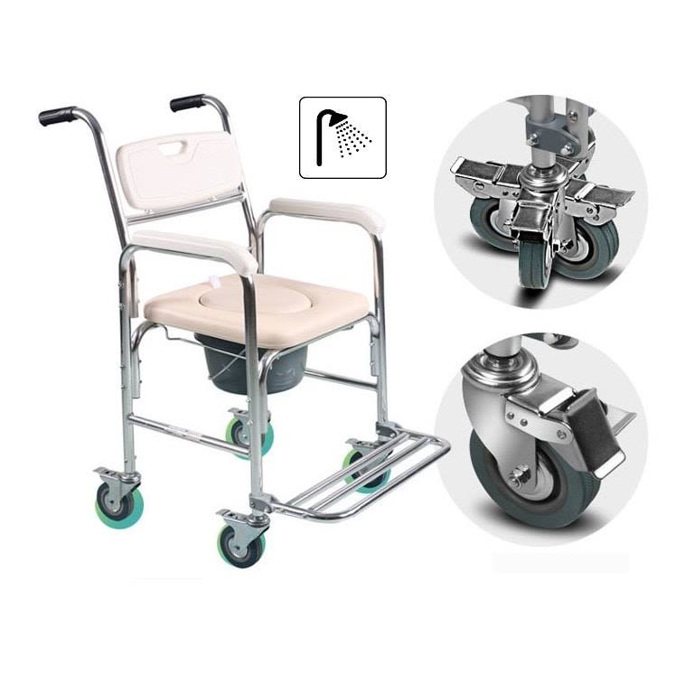 3 In 1 Kerusi Roda Kerusi Tandas Kerusi Mandi Alas Berkusyen Tapi Kalis Air Lembut Untuk Pesakit Siap Dengan Alas Tangan Dan Alas Kaki Support Hingga 100kg Anak2 Yang Menguruskan