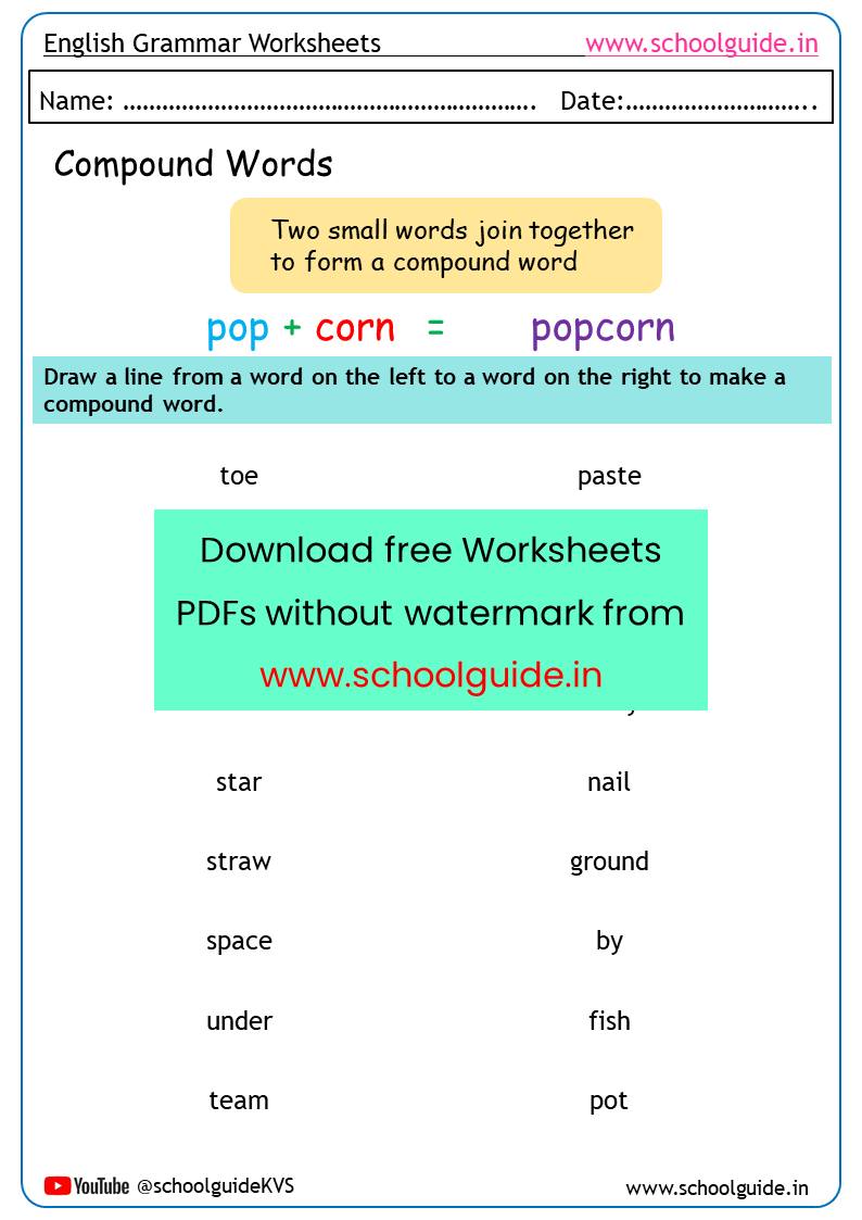 Free Printable Compound Words... - English Worksheets PDF
