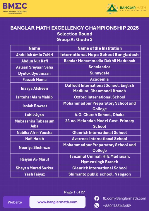 Banglar Math - Banglar Math Excellency Championship 2025:... | Facebook