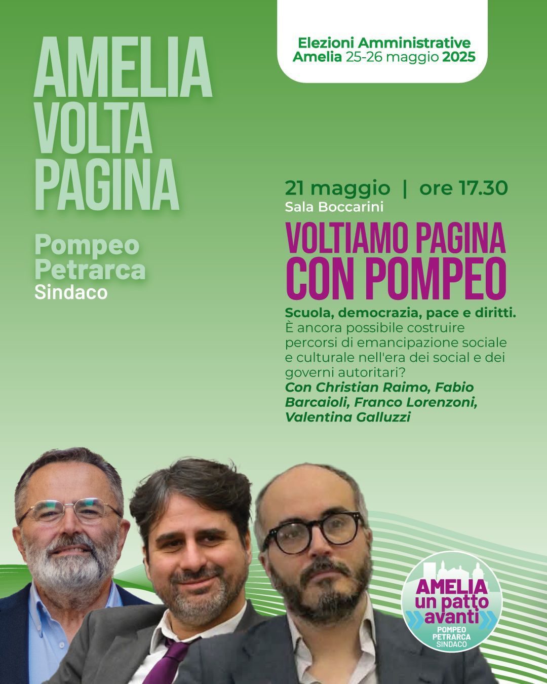 Amelia Un Patto Avanti - Pompeo Petrarca Sindaco | Amelia