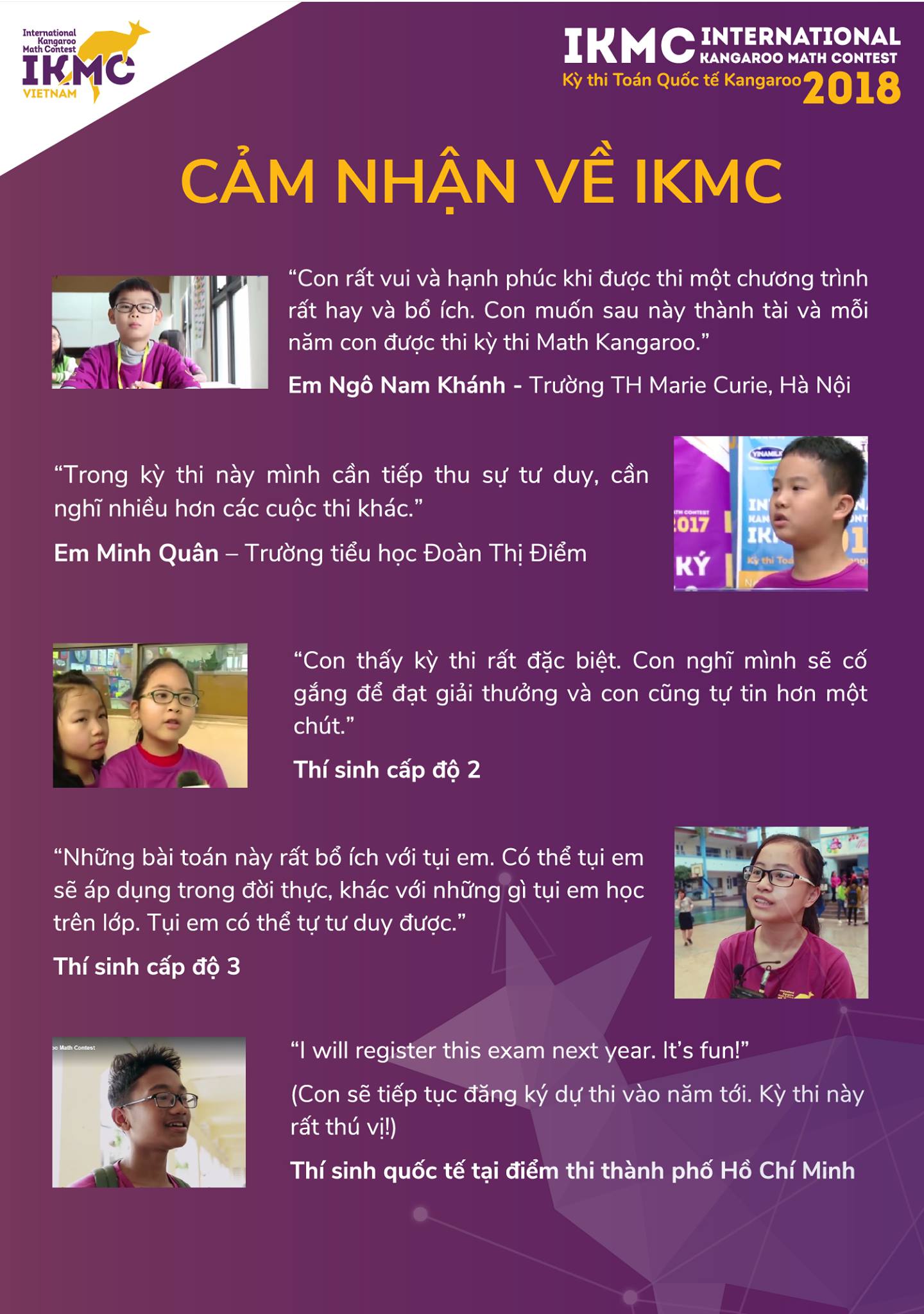 CẢM NHẬN VỀ KỲ THI TOÁN... - VietNam Kangaroo Math Contest