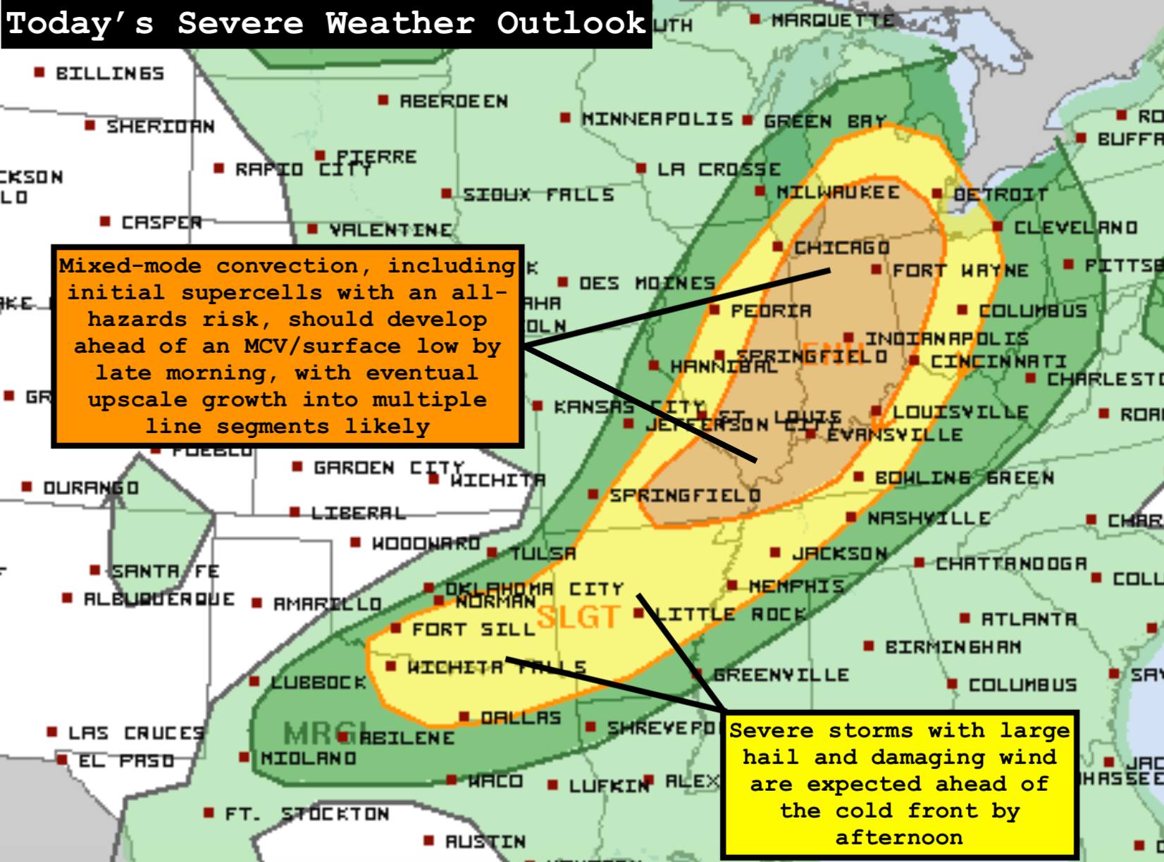 Convective - The main severe weather threat today exists from the Great ...