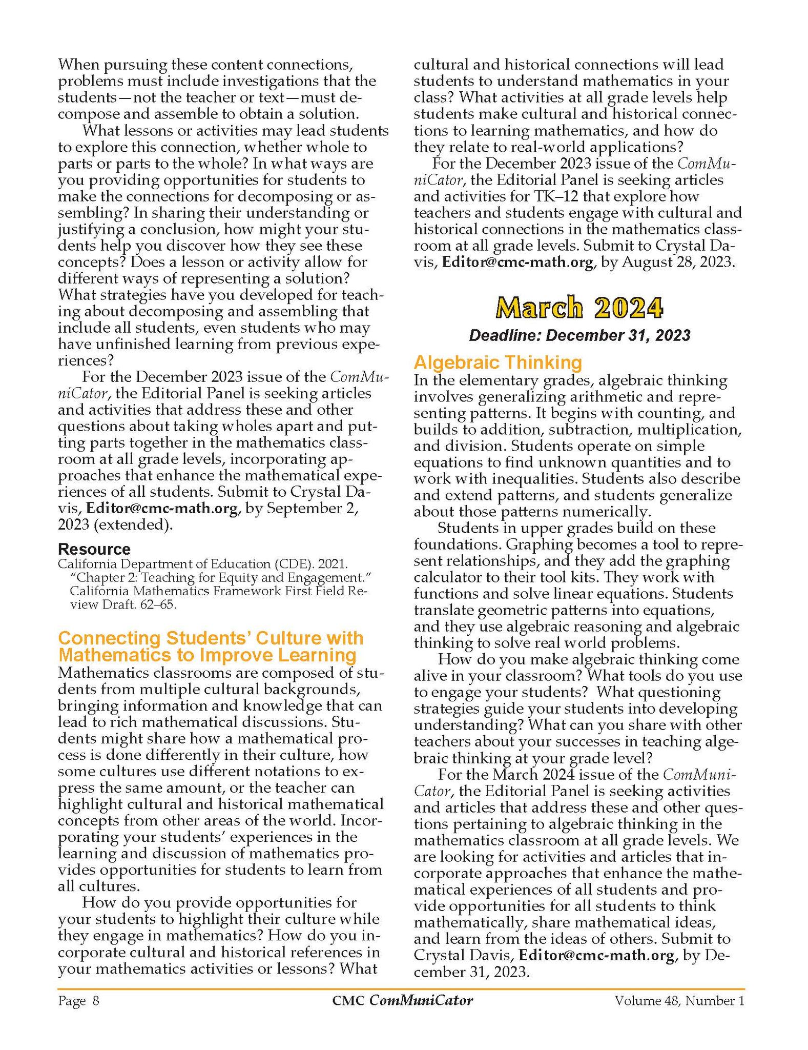 CMC - California Mathematics Council | Kentfield CA