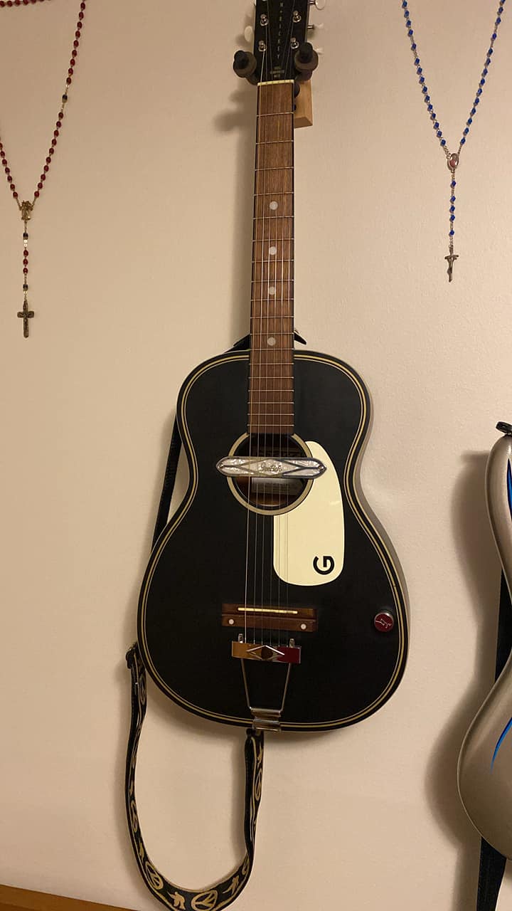 Acoustic guitar trapeze tailpiece 1960s United-made Electrified Tailpiece Parlor Guitar