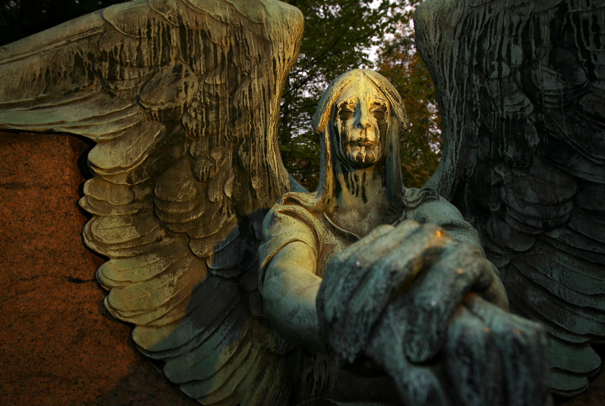 The wind howls through Lake View Cemetery while the Haserot Angel