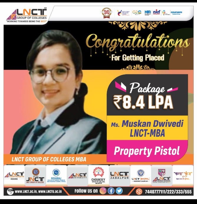 LNCT MBA 23-24 - Congratulations 👏🎉 for getting placed Ms...