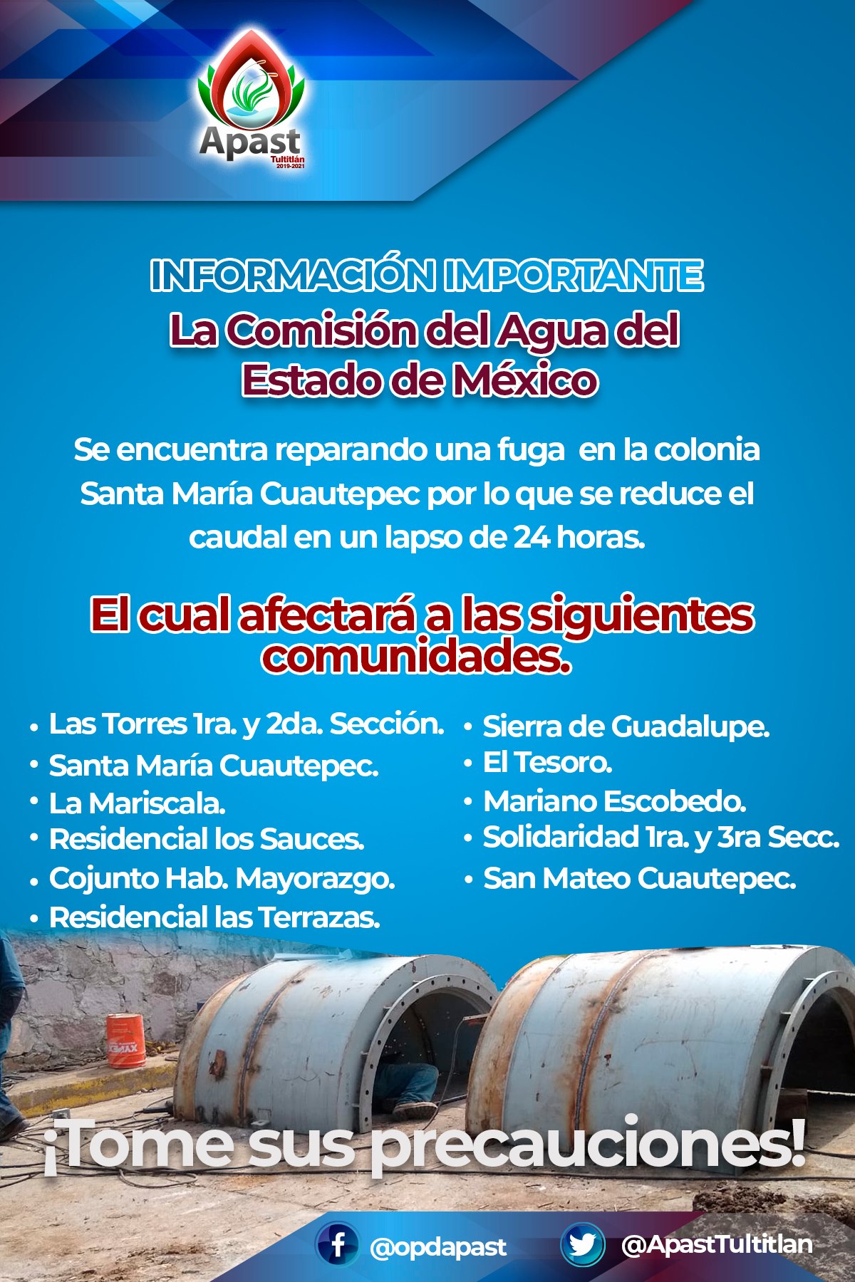 💧💧📣📣 INFORMACIÓN... - APAST Tultitlán 2025 -2027 | Facebook