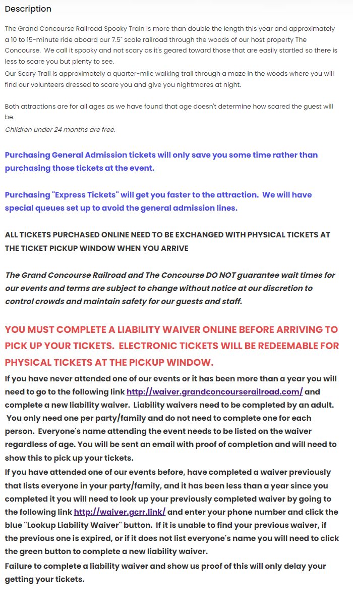 When you purchase tickets... - Grand Concourse Railroad