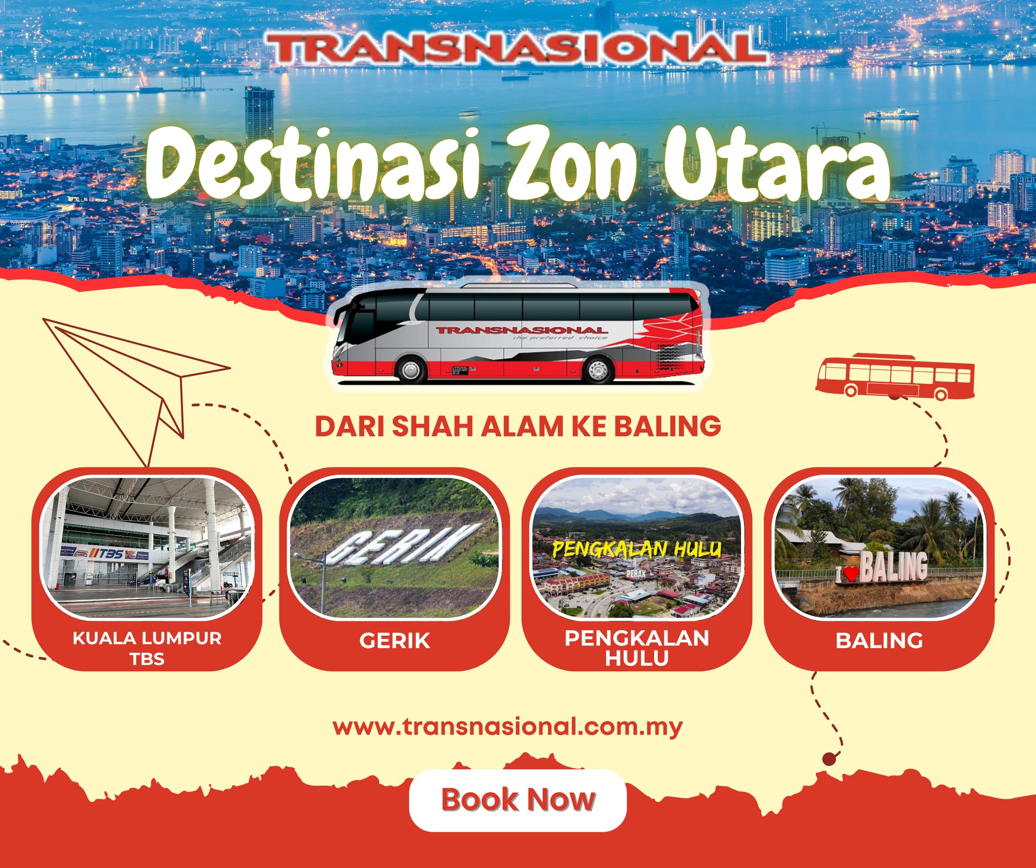 Transnasional - 🚍 Laluan ZON UTARA Transnasional ! SHAH ALAM KE BALING ...