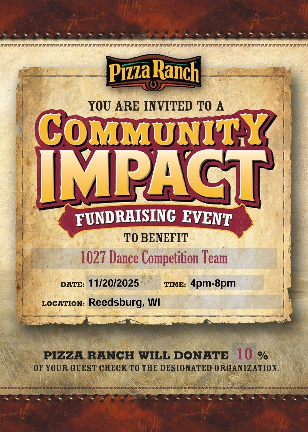 Pizza Ranch Community Impact Night