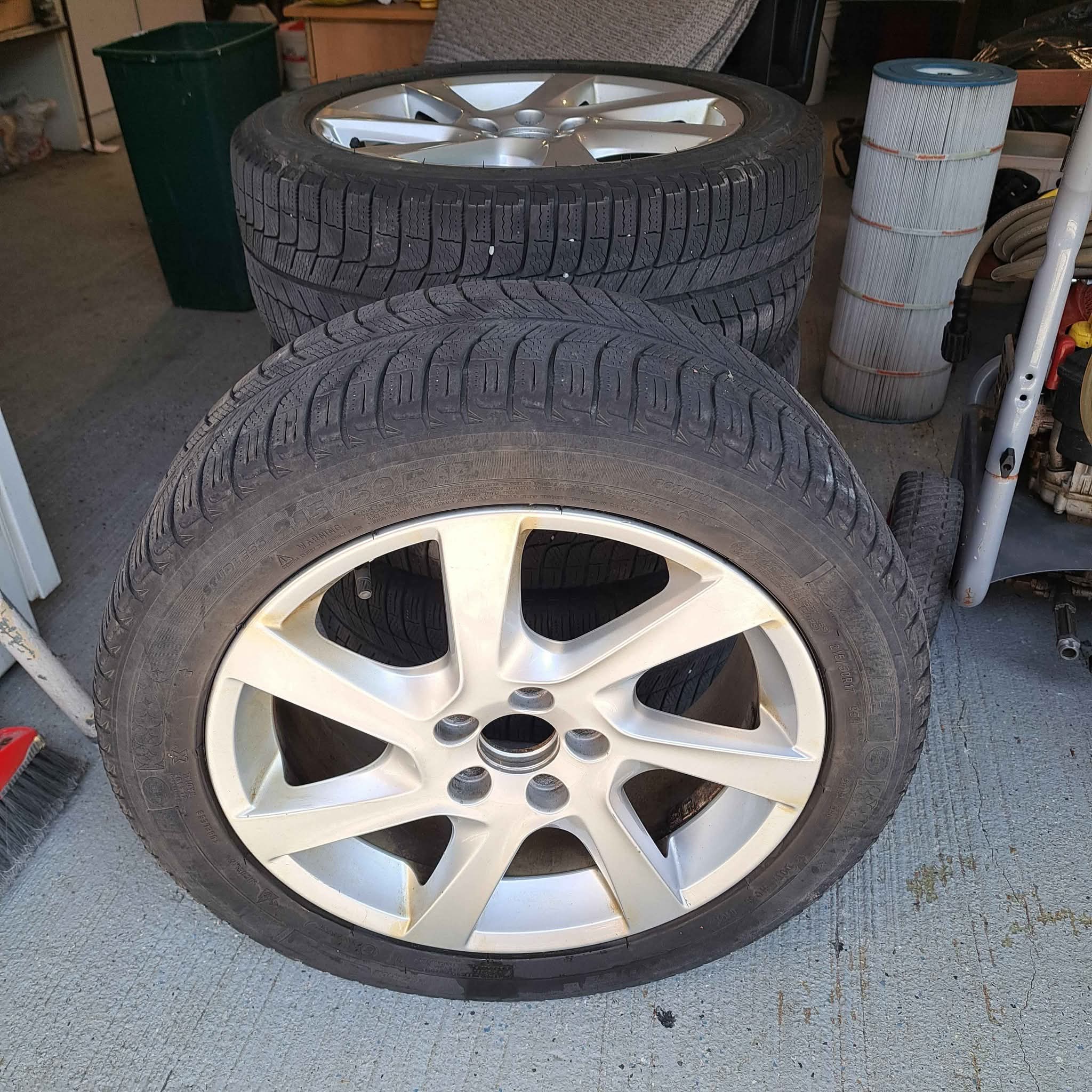 4 Alloy Rims 17 inch. Bolt pattern 5 x 110 mm. Michelin Ice Winter ...