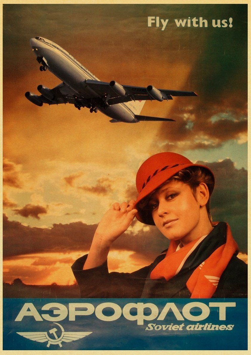 Aeroflot Soviet airlines advertising poster, 1968