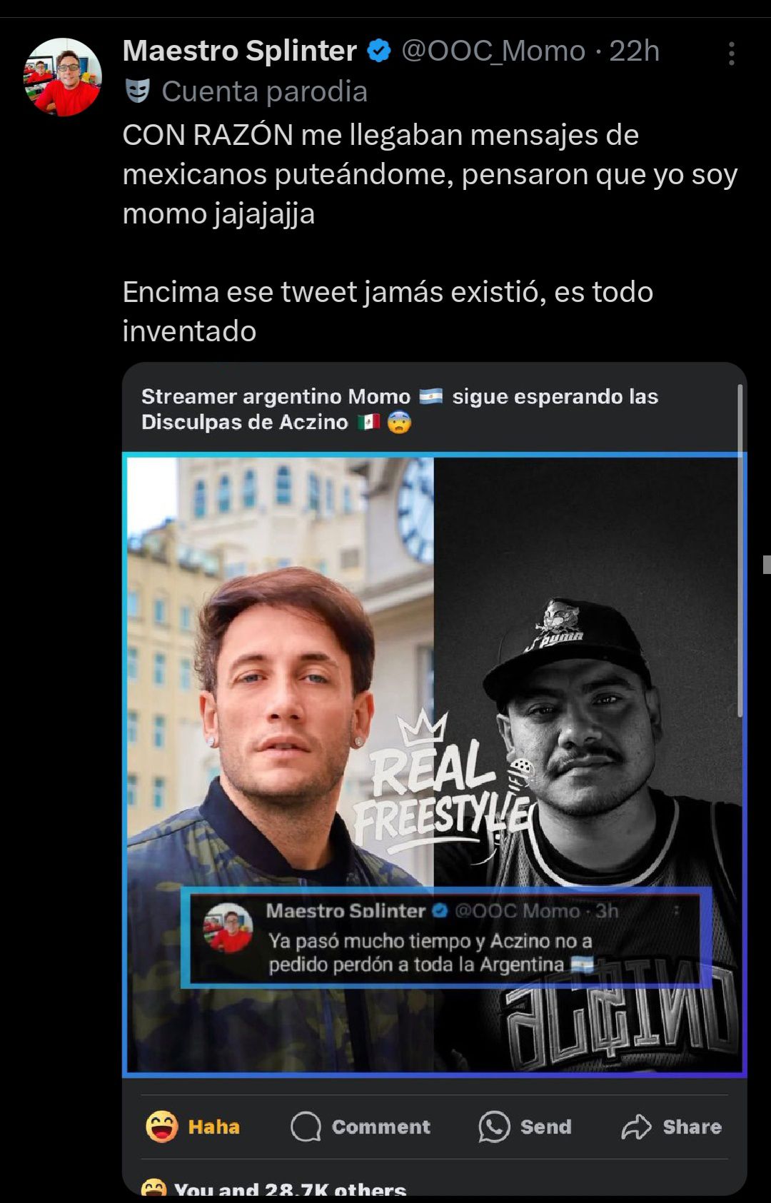 Real - Al parecer el Streamer Argentino 🇦🇷 vio Nuestro Post , y esto ...