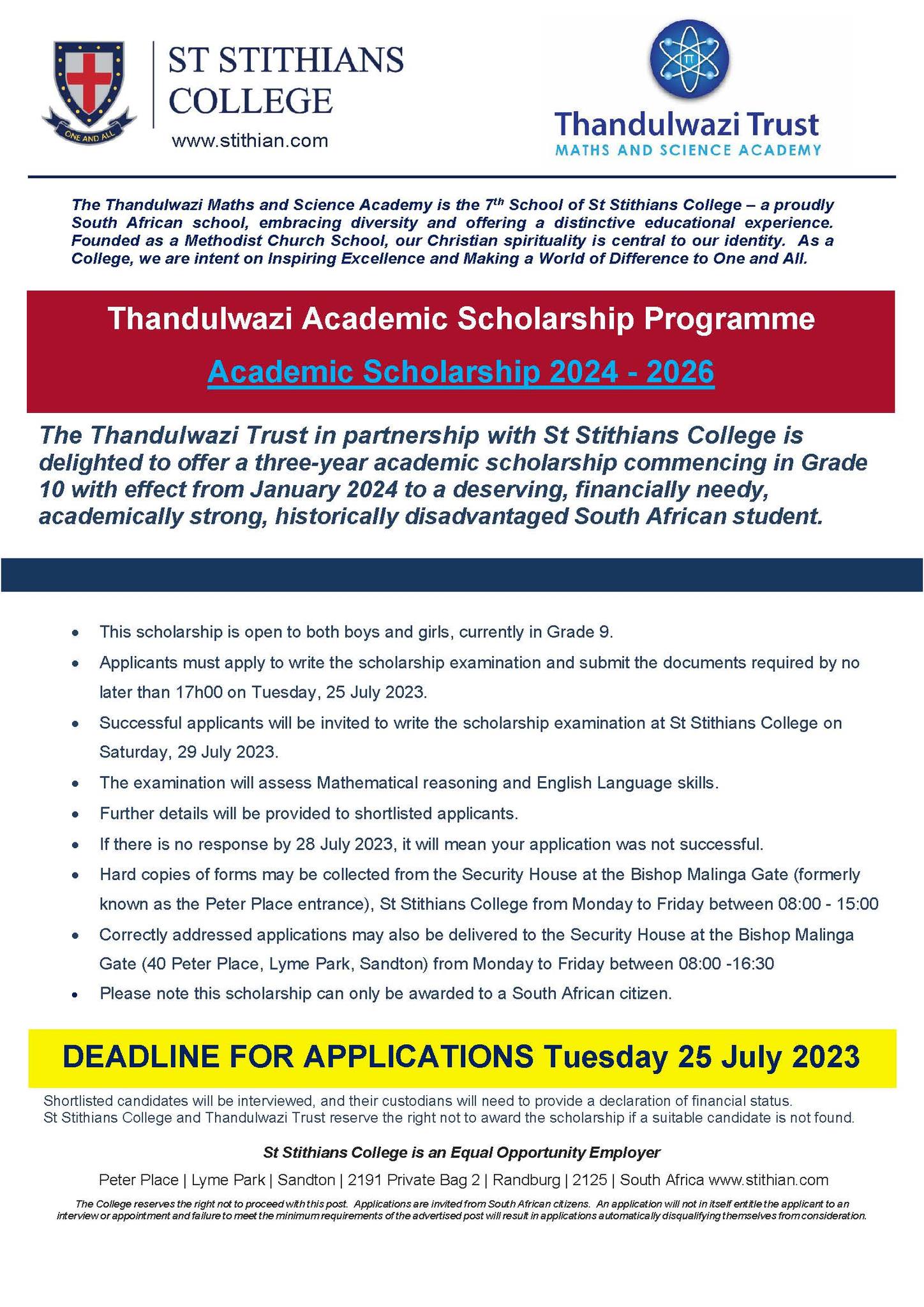 Thandulwazi - THANDULWAZI ACADEMIC SCHOLARSHIP We are very excited to ...