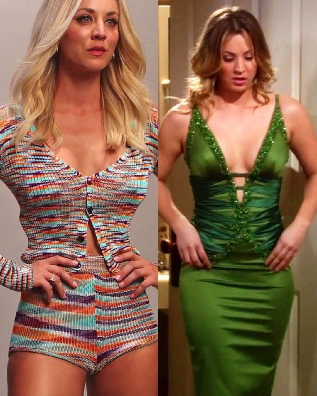 green emerald velvet dress Kaley Cuoco As Penny Dress The Big Bang Theory Plunging Prom Dress  Hoprom