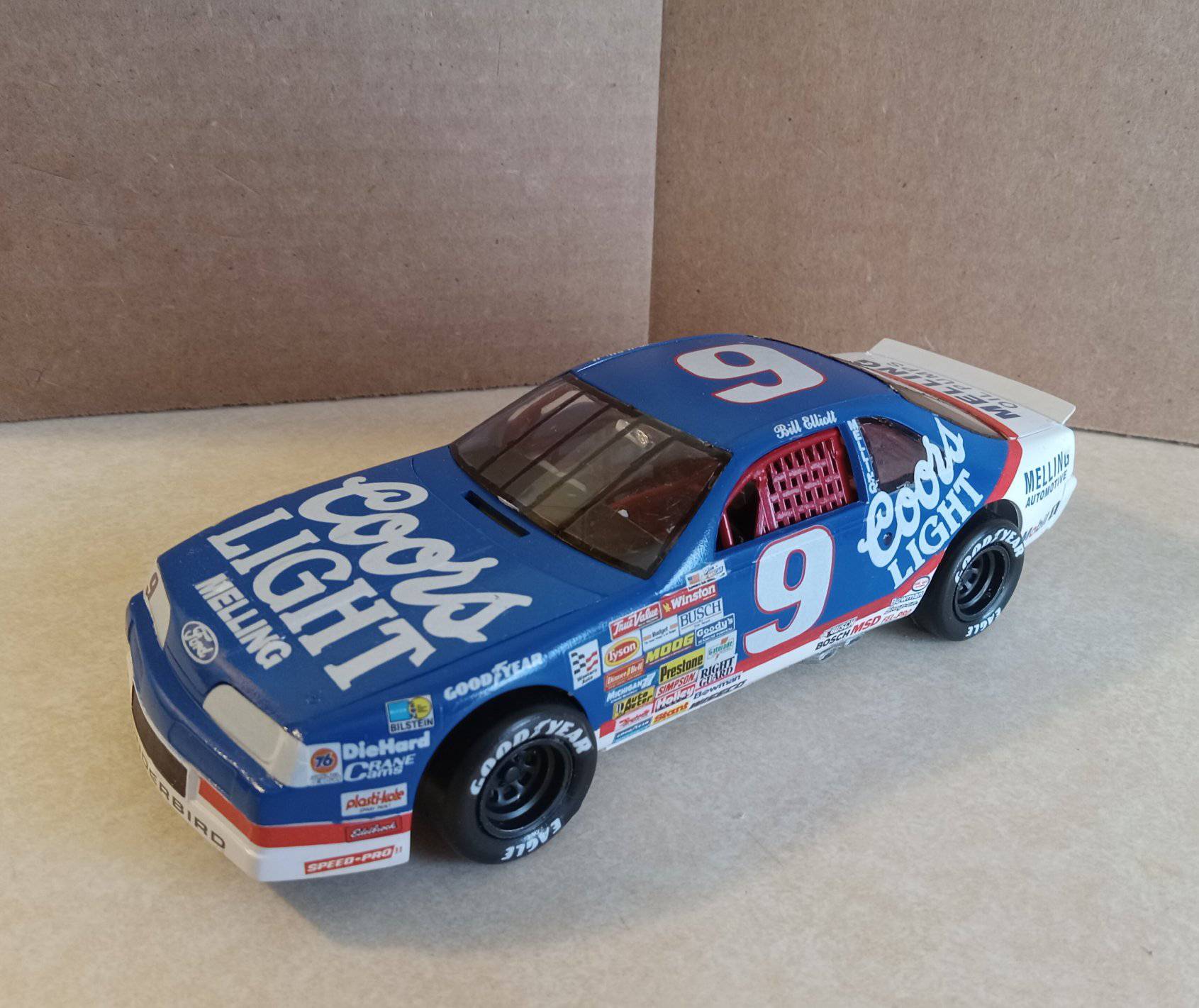 Bill Elliott's Blue Bird NASCAR model build from 1/25 scale AMT