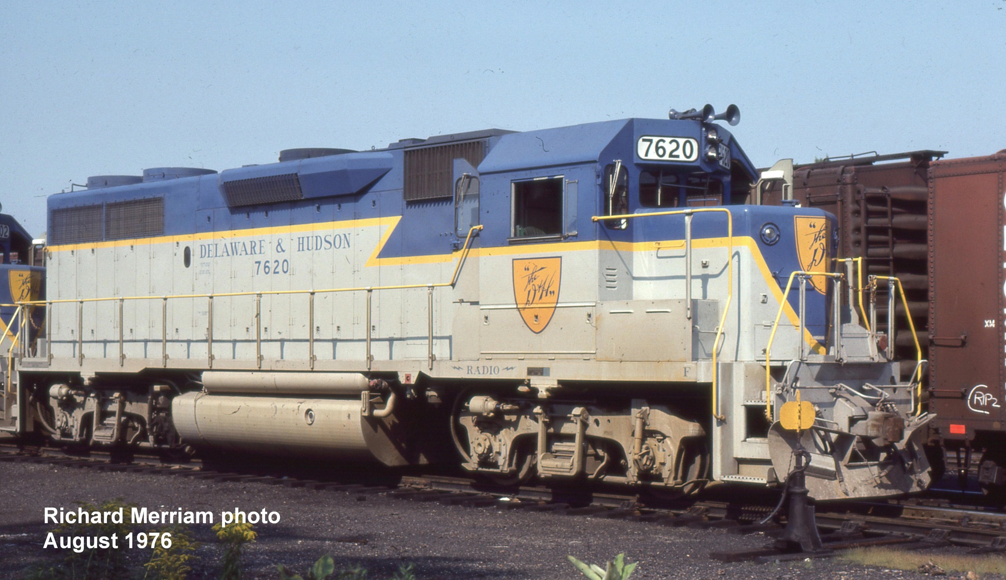 D&H GP39-2 7620 at Rouses Point, NY on 8-21-1976. My photo.