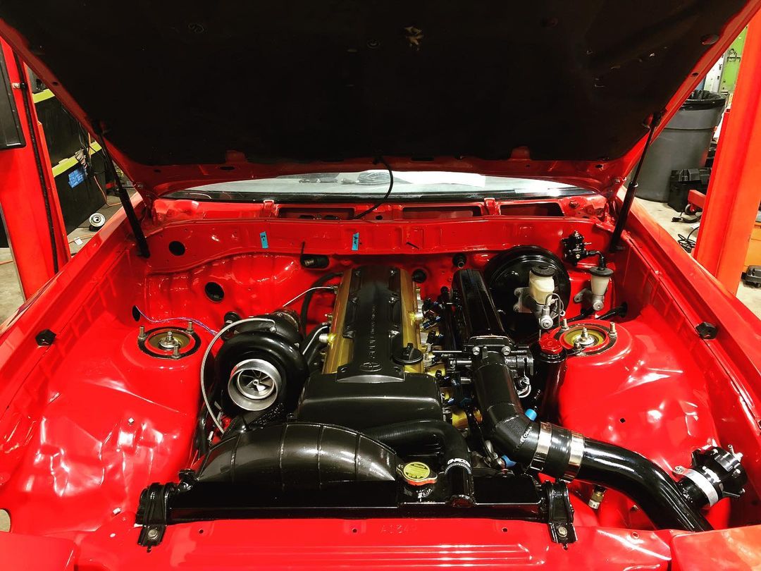 1jz engine swap preparation with engine bay paint
