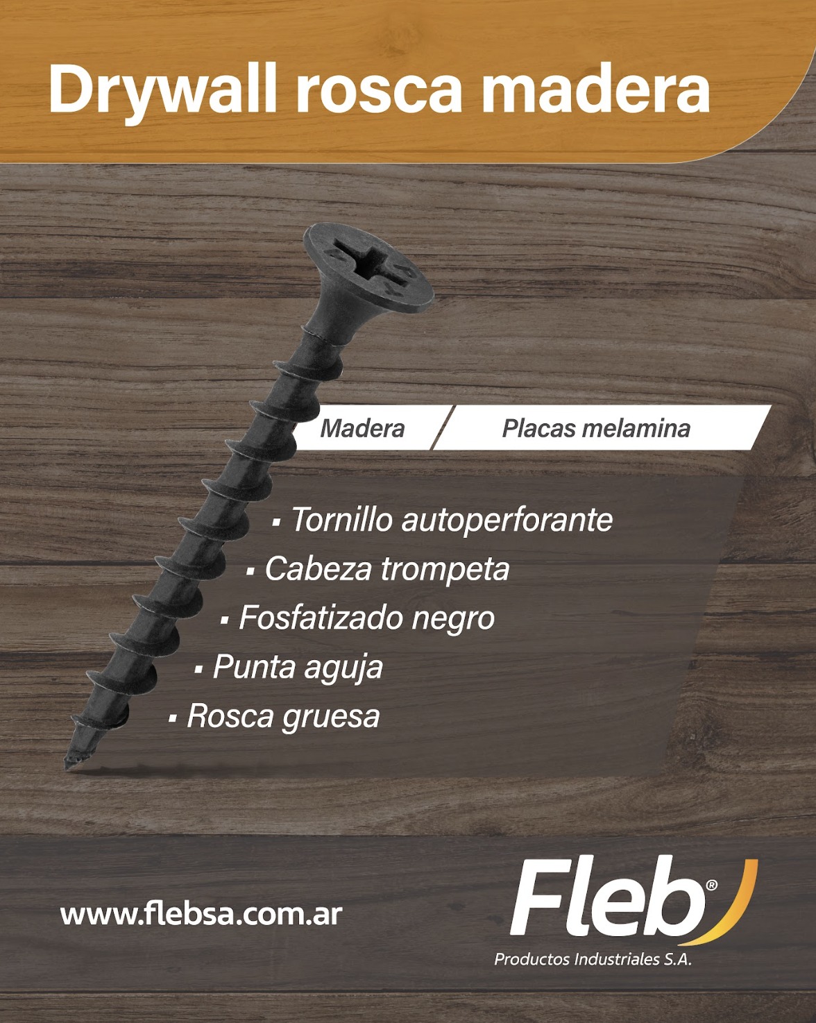 Fleb - TORNILLO DRYWALL ROSCA MADERA • Tornillo autoperforante • Cabeza ...