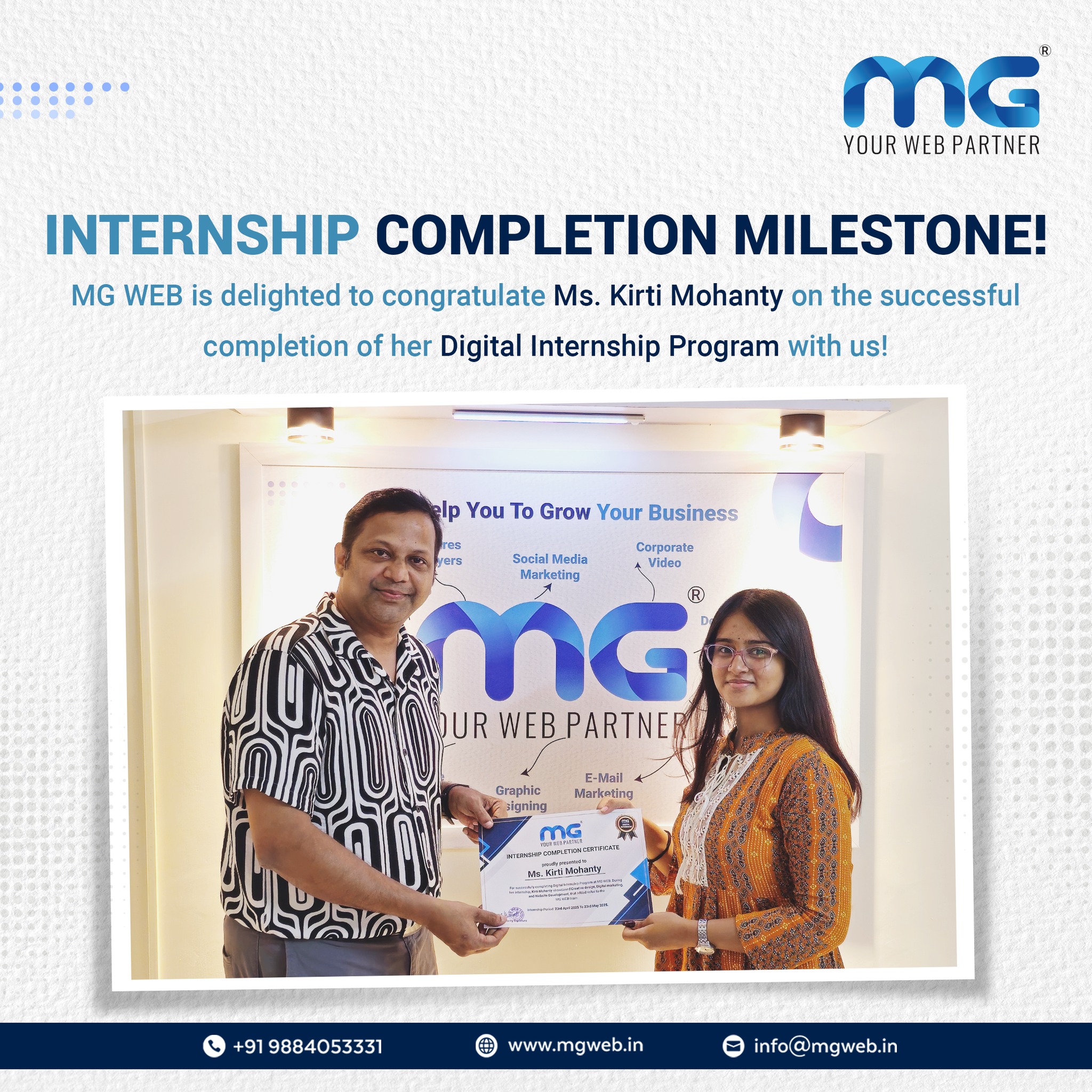 MG - 🌟 Internship Completion Acknowledgement 🌟 We at MG Web are proud ...