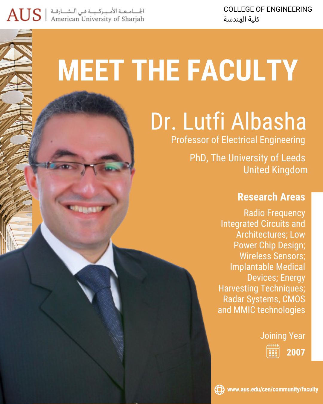 AUS - 🔬 Meet the Faculty: Dr. Lutfi Albasha Professor of Electrical ...