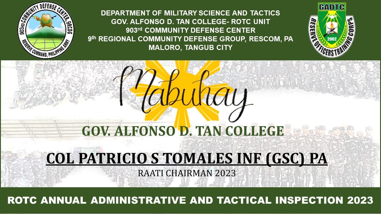 Gov. Alfonso D. Tan College ROTC Unit 2019-2020 | Tangub City