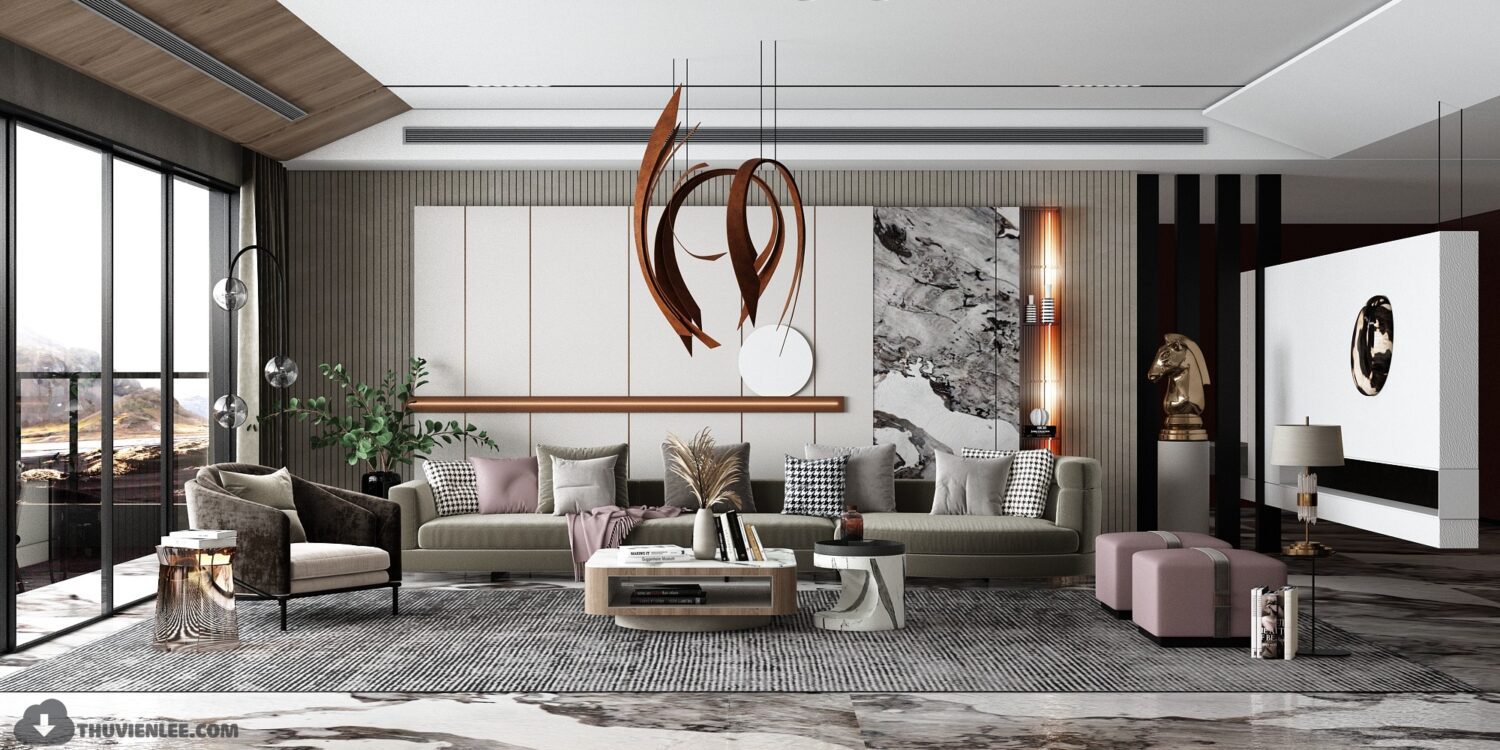 3DZIP - 12410. Download Free 3D Living Room Interior Model by Huy Hieu ...