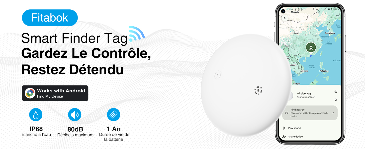 Smart Tag Pour Android - Lot De 2 Traqueurs Bluetooth - Compatible Google Find My Device - IP67 - Pour Clés, Portefeuille, Valise