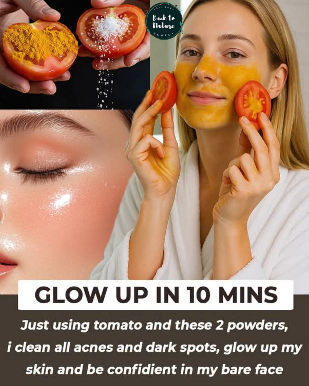 Back - 10 mins glow facial: Just using tomato and these 2 powders, i ...