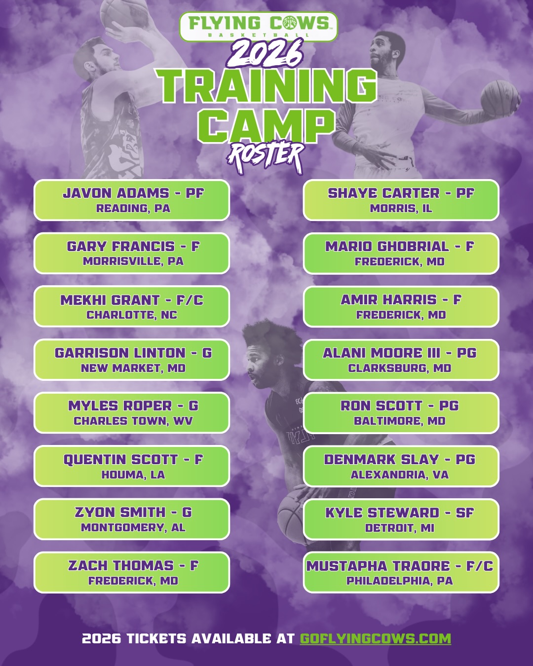 The 2026 Training Camp roster is... - Frederick Flying Cows | Facebook