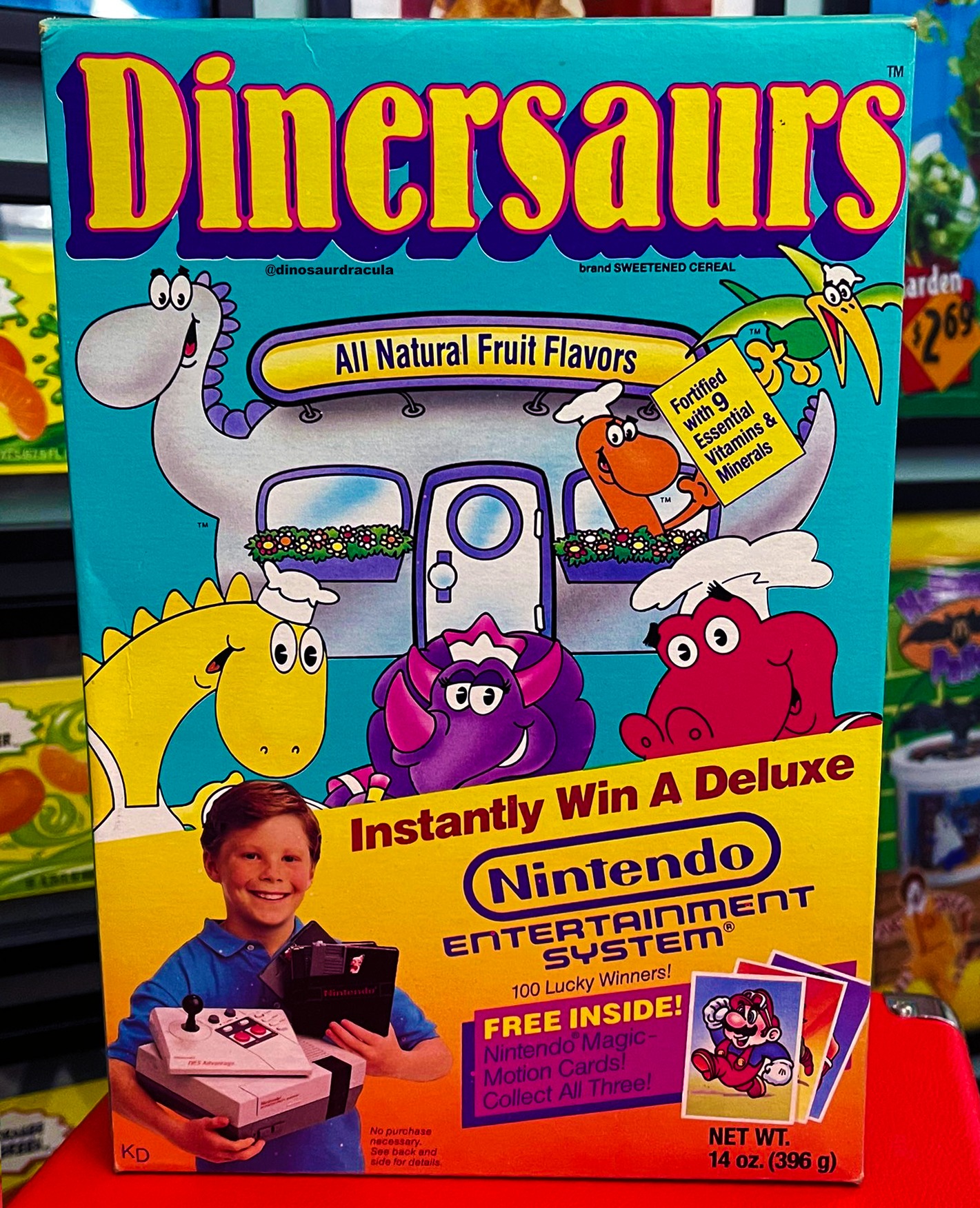 Introduced in 1988, Dinersaurs Cereal featured various fruit