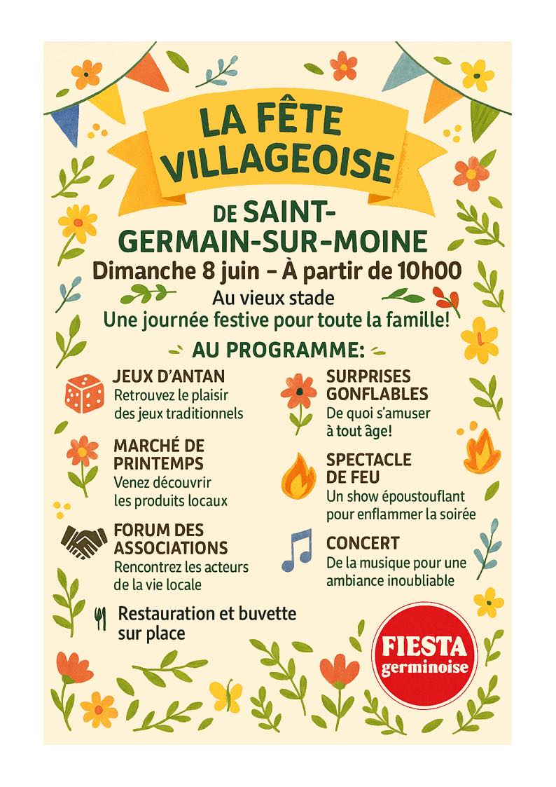 Fiesta - 🎉 La Fête Villageoise de Saint-Germain-sur-Moine 🎉 📅 Dimanche ...