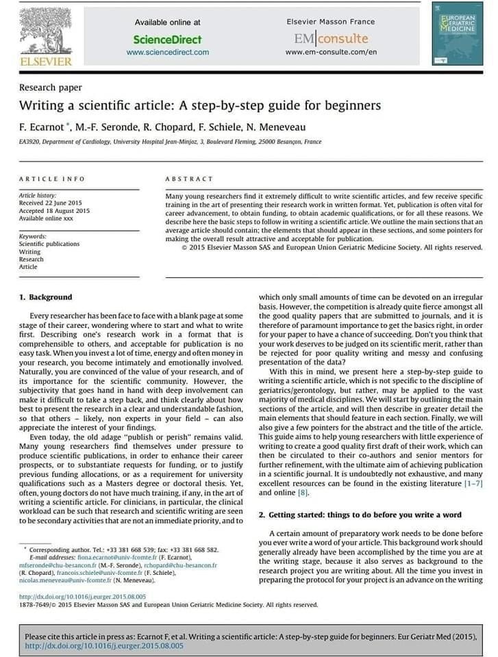 Anesthesia - How to write a scientific article: A step-by-step guide ...