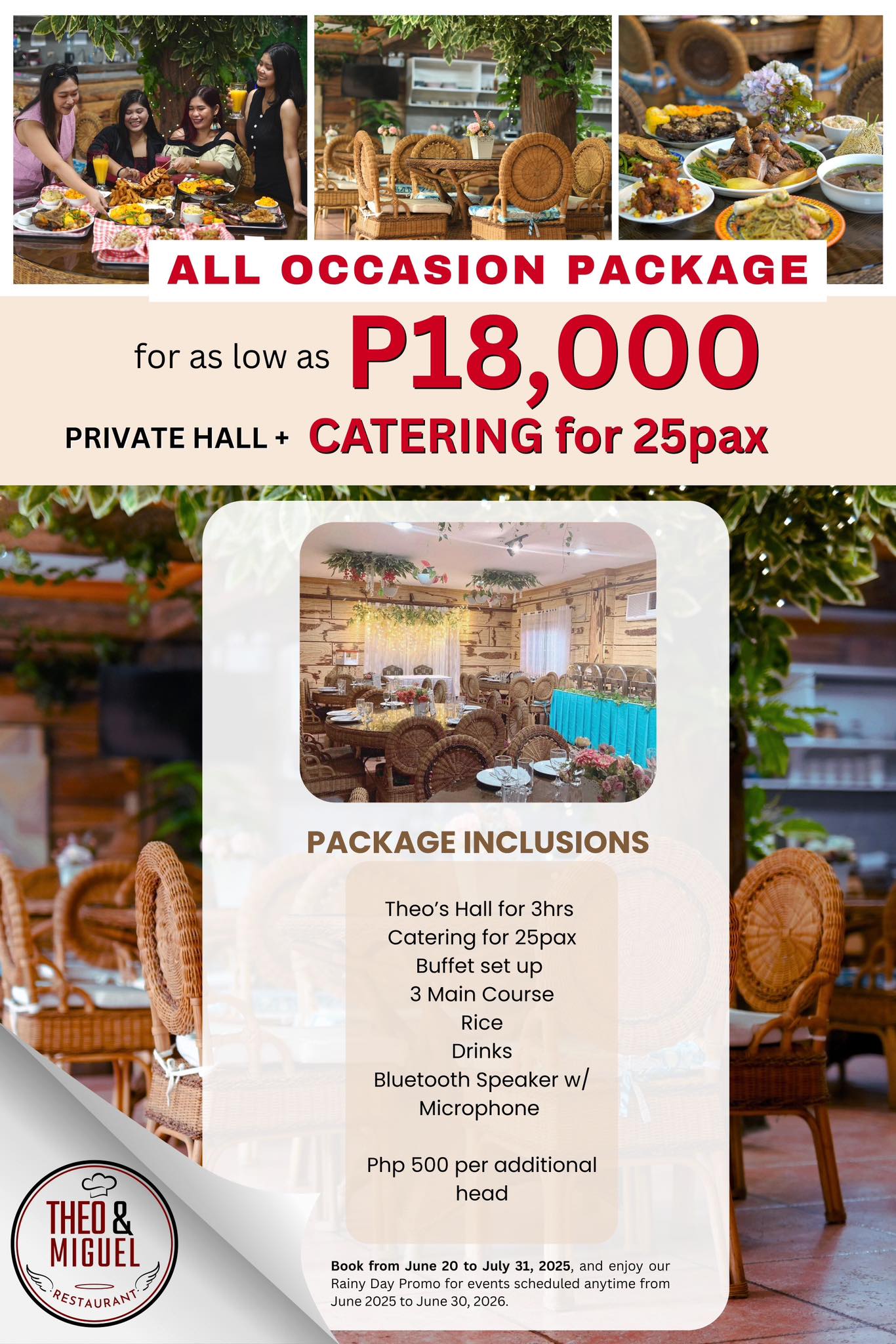 Theo - 🌧️ RAINY DAY PROMO! CELEBRATE & SAVE! 🎉 Enjoy our Private Hall ...