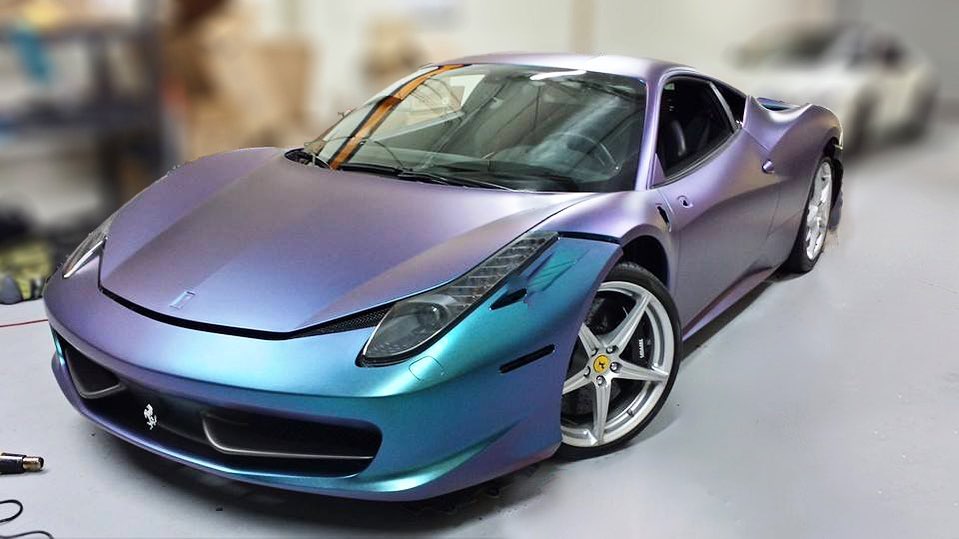 Cinema - Ferrari 458 Italia wrap with ktms matte metallic blue purple 3 ...