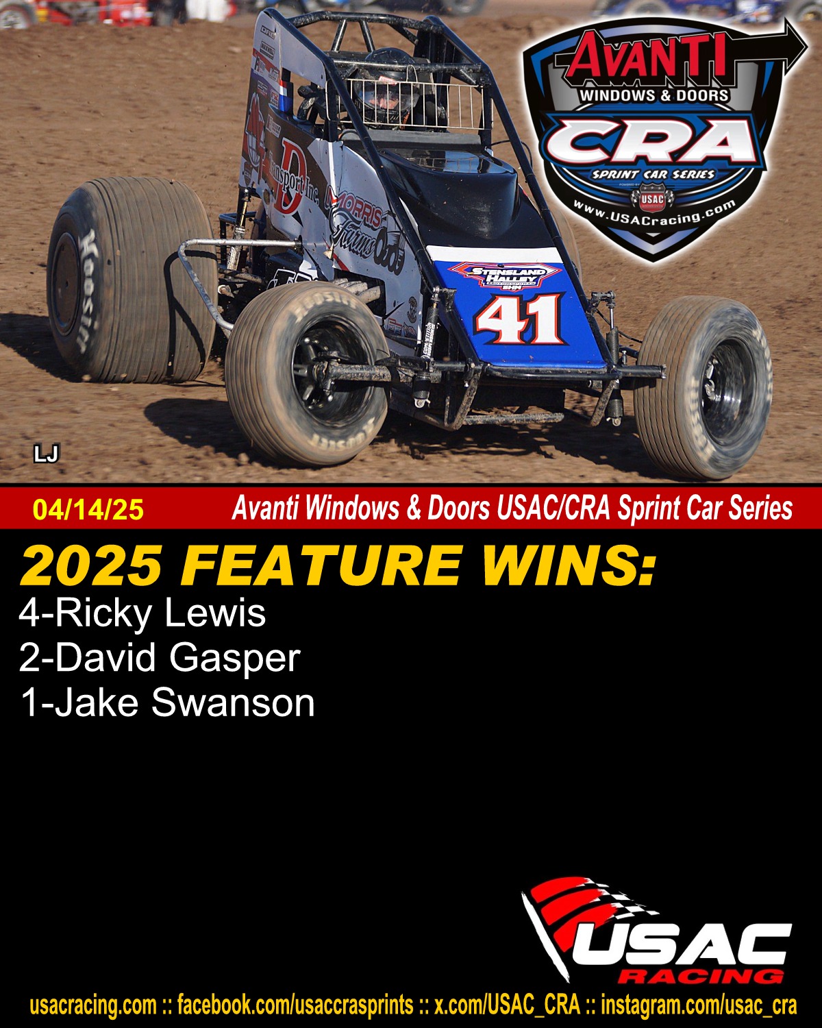 2025 Feature Wins (Driver)... - USAC CRA Sprint Car Series | Facebook