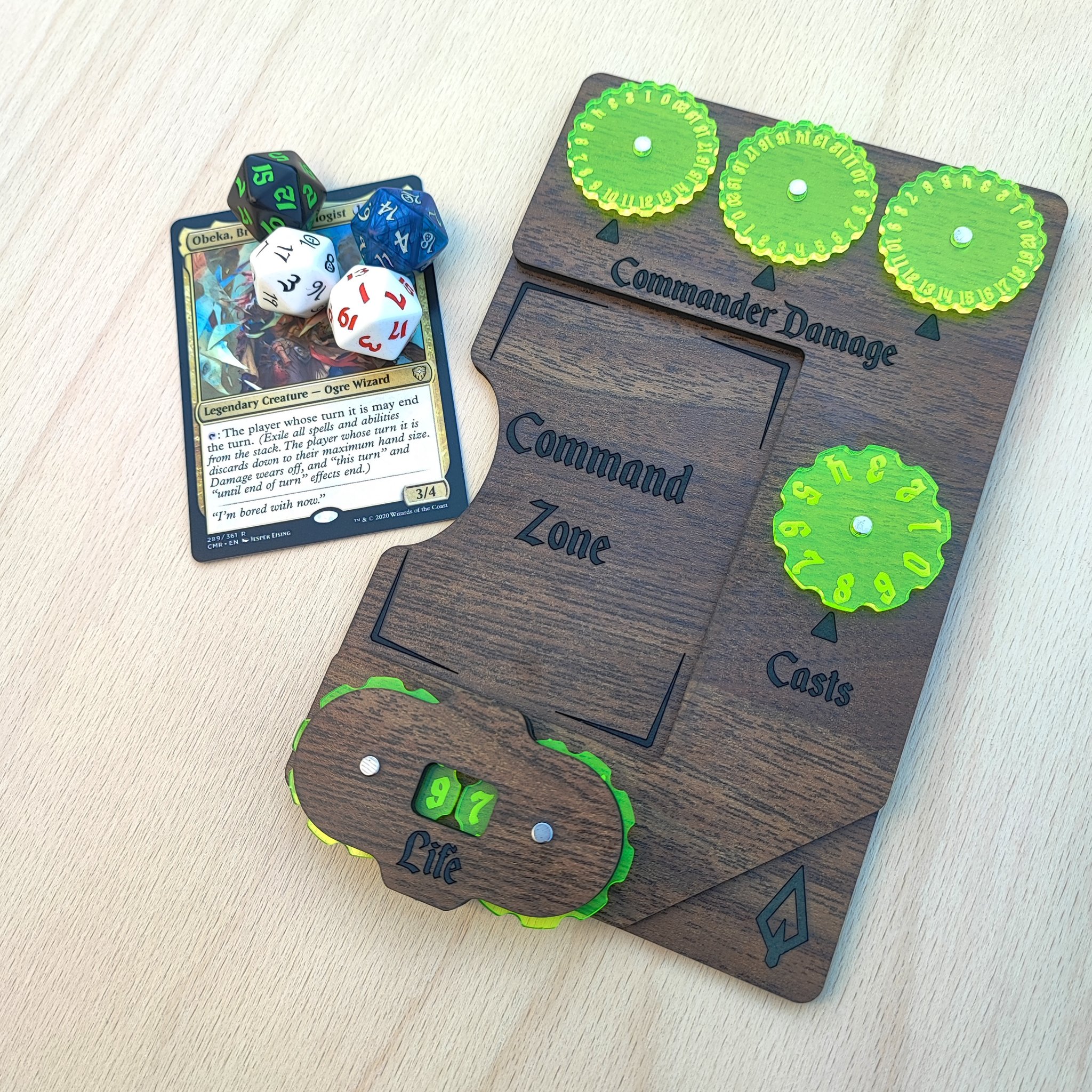 mtg card collection tracker 2-pcs Commander Damage Board, Display with Life Counter Wheel 0-99, Dice Storage Compartments, Gaming Accessory : Toys & Games Its an artifact with 2 MTG Tracker Card  Mana,