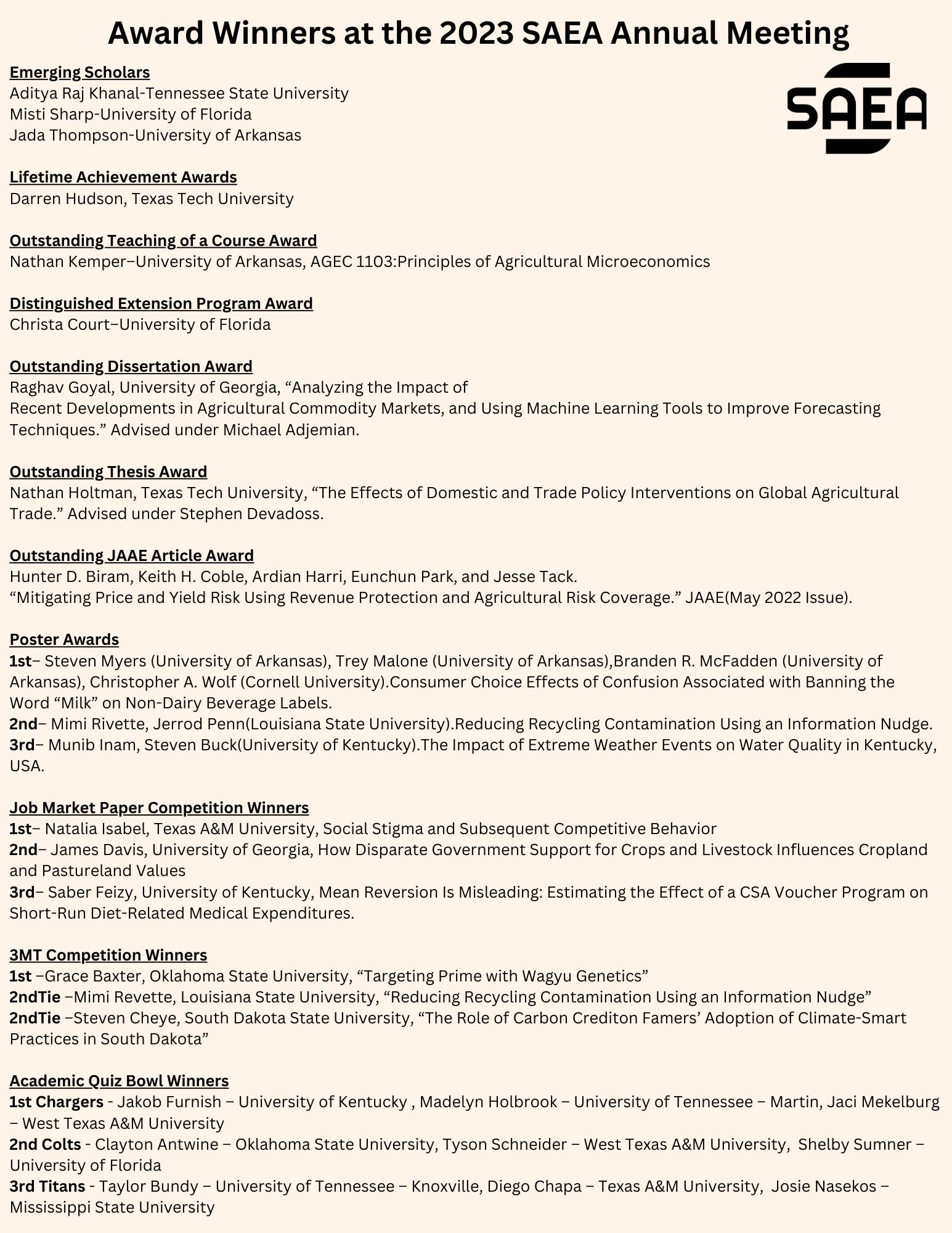 Southern Agricultural Economics Association - SAEA