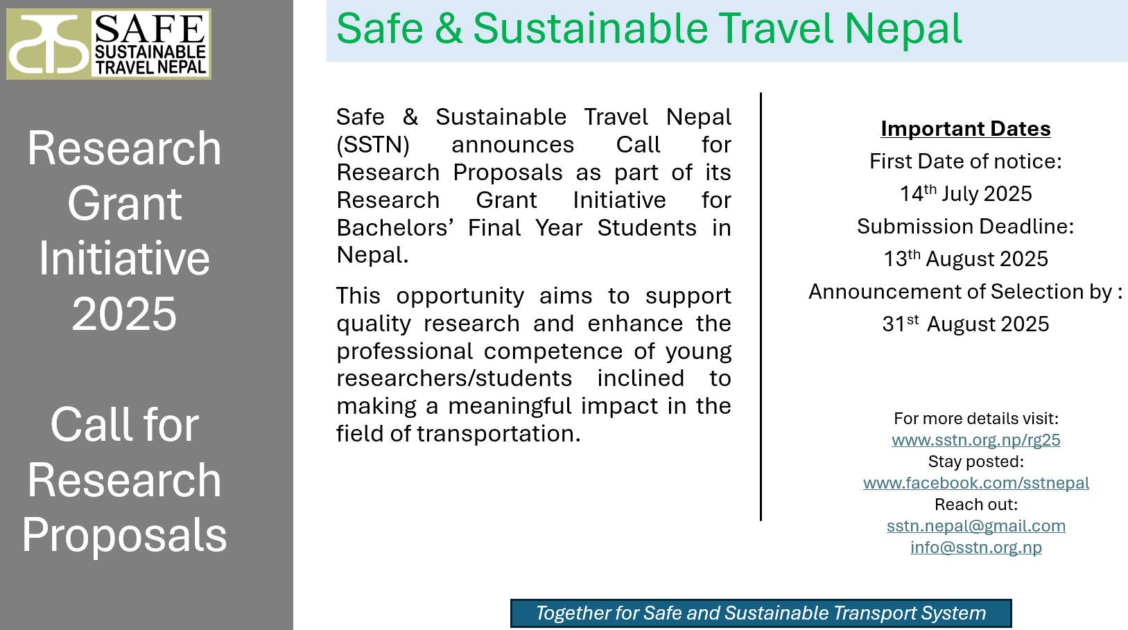 Opportunity... - Safe and Sustainable Travel Nepal - SSTN | Facebook