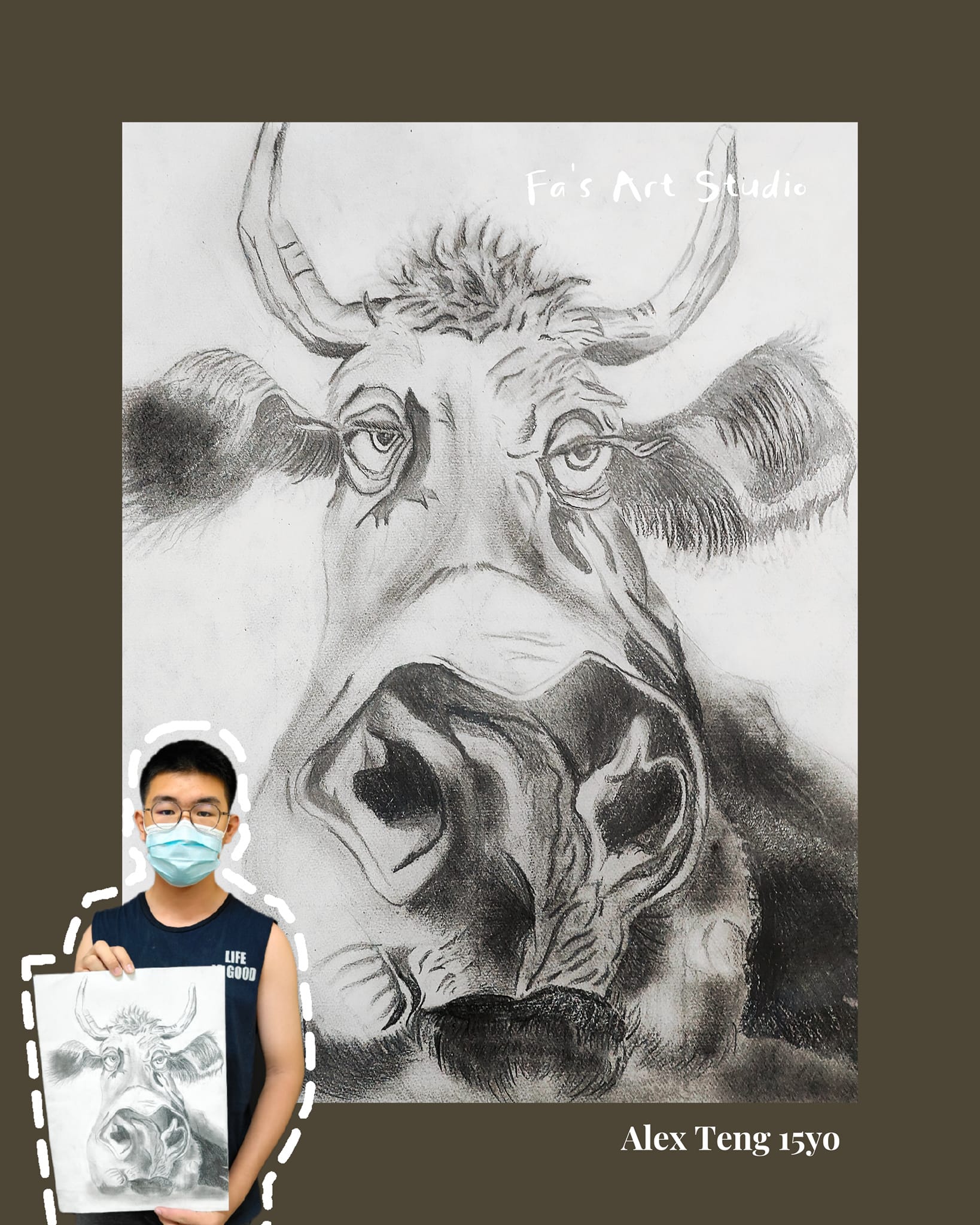 Fa's - 主题: 厌世的牛颜料: 素描画小画家: Alex Teng | Facebook