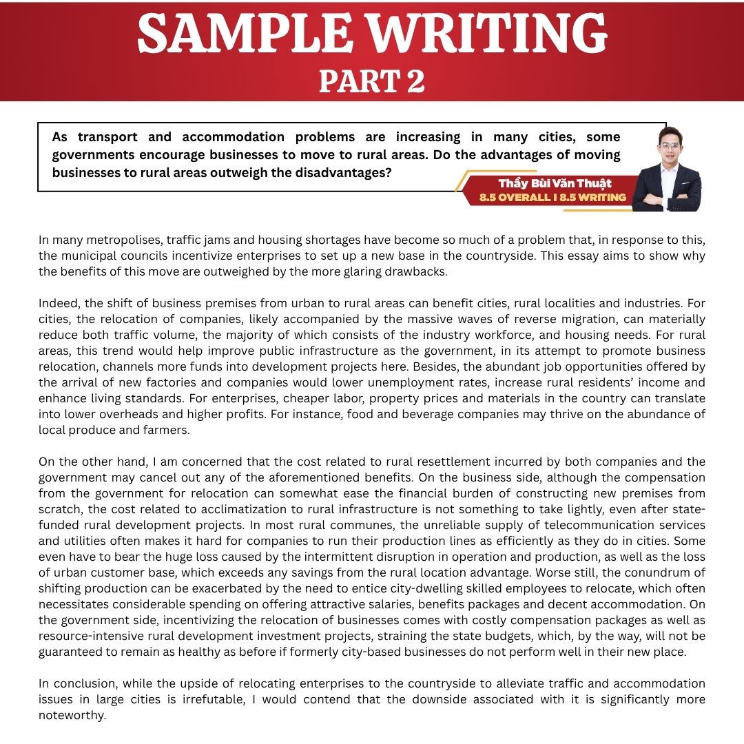 The English - SAMPLE WRITING PART 2 | Transport and Accommodation ...